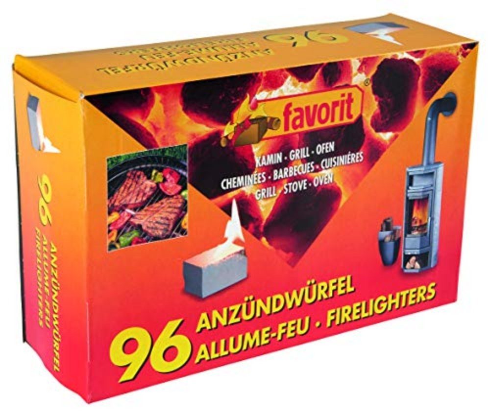 favorit Гриль зажигалки Anzündwürfel weiß, 96 Stück – Anzünder für Kamin, Grill und Ofen, (1-St)