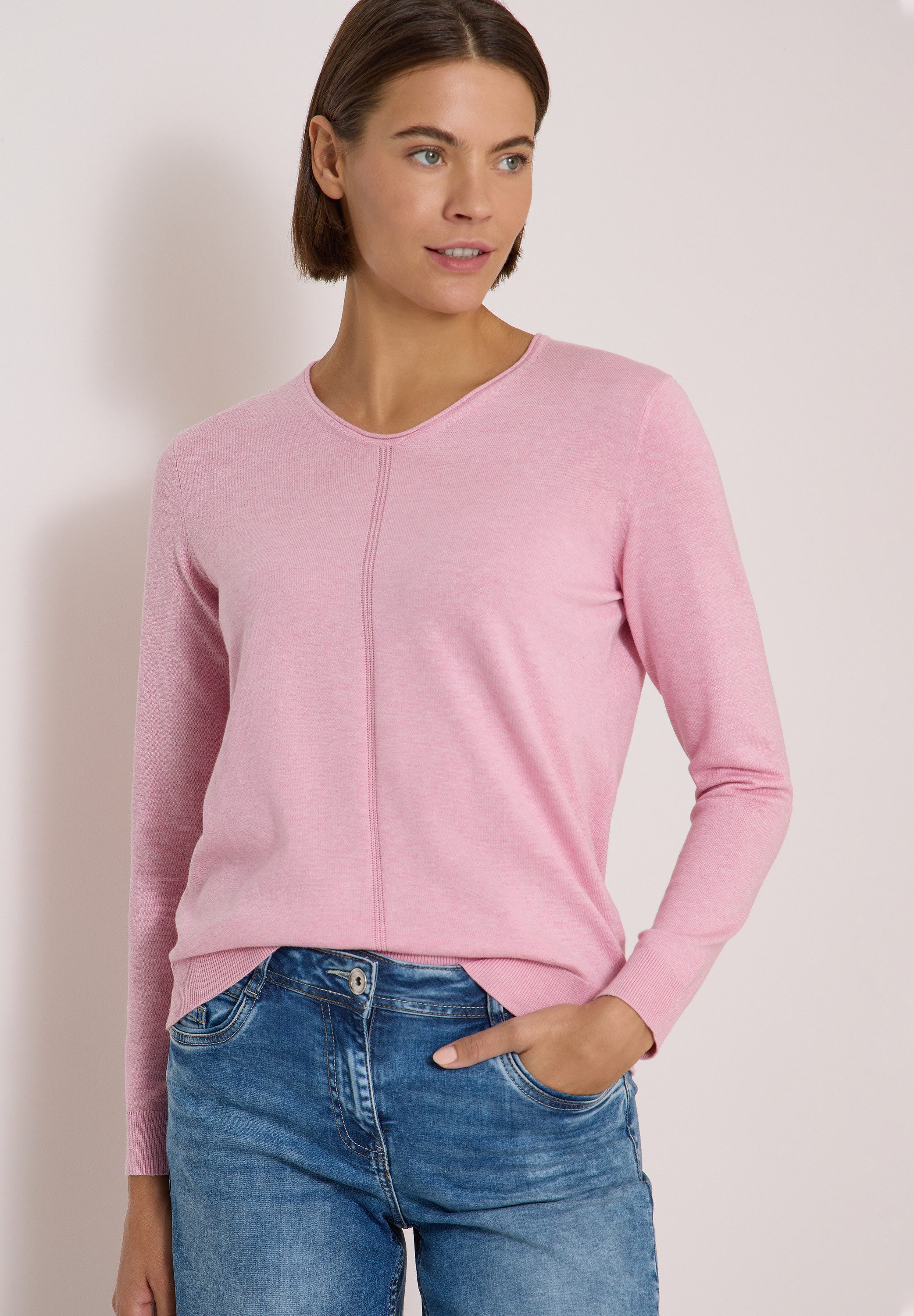 CECIL V-Ausschnitt-Pullover im soften Baumwoll-Mix