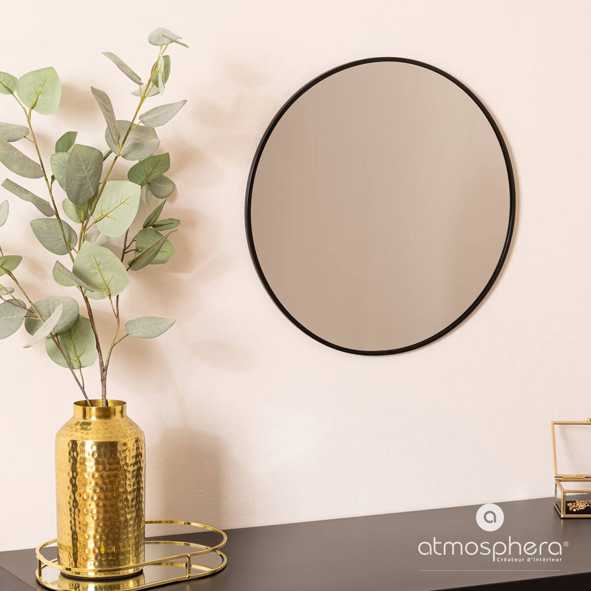 Atmosphera Créateur d'intérieur Wandspiegel Runder Spiegel mit Metallrahmen, Ø 38 cm