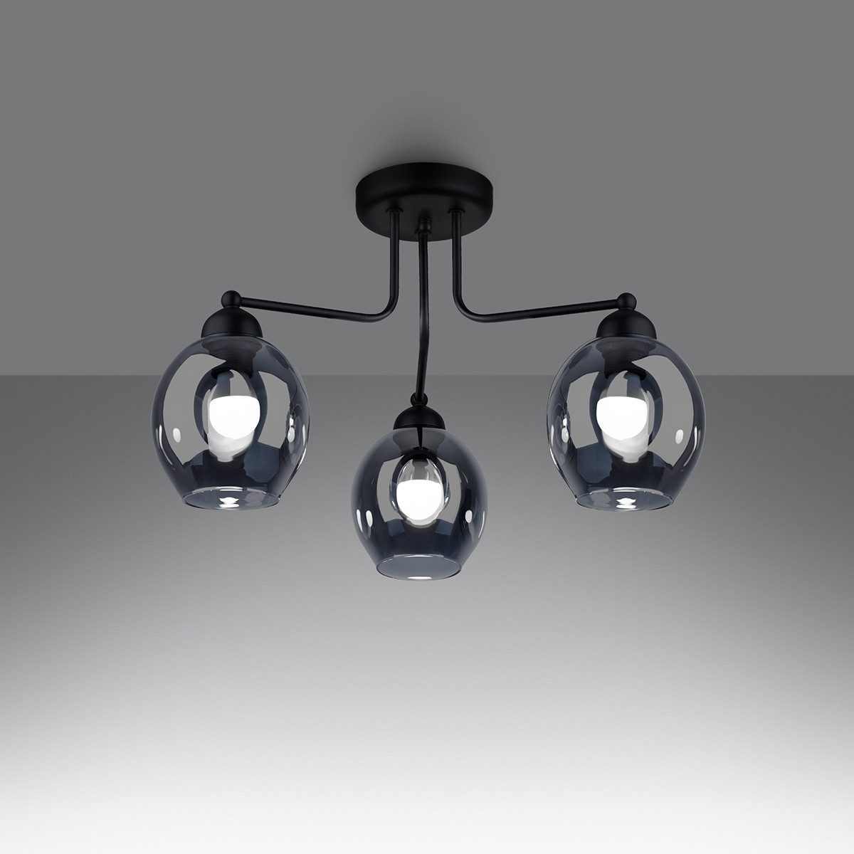 SOLLUX lighting Kronleuchter Kronleuchter Fillan 3 Schwarz, Nicht enthalten