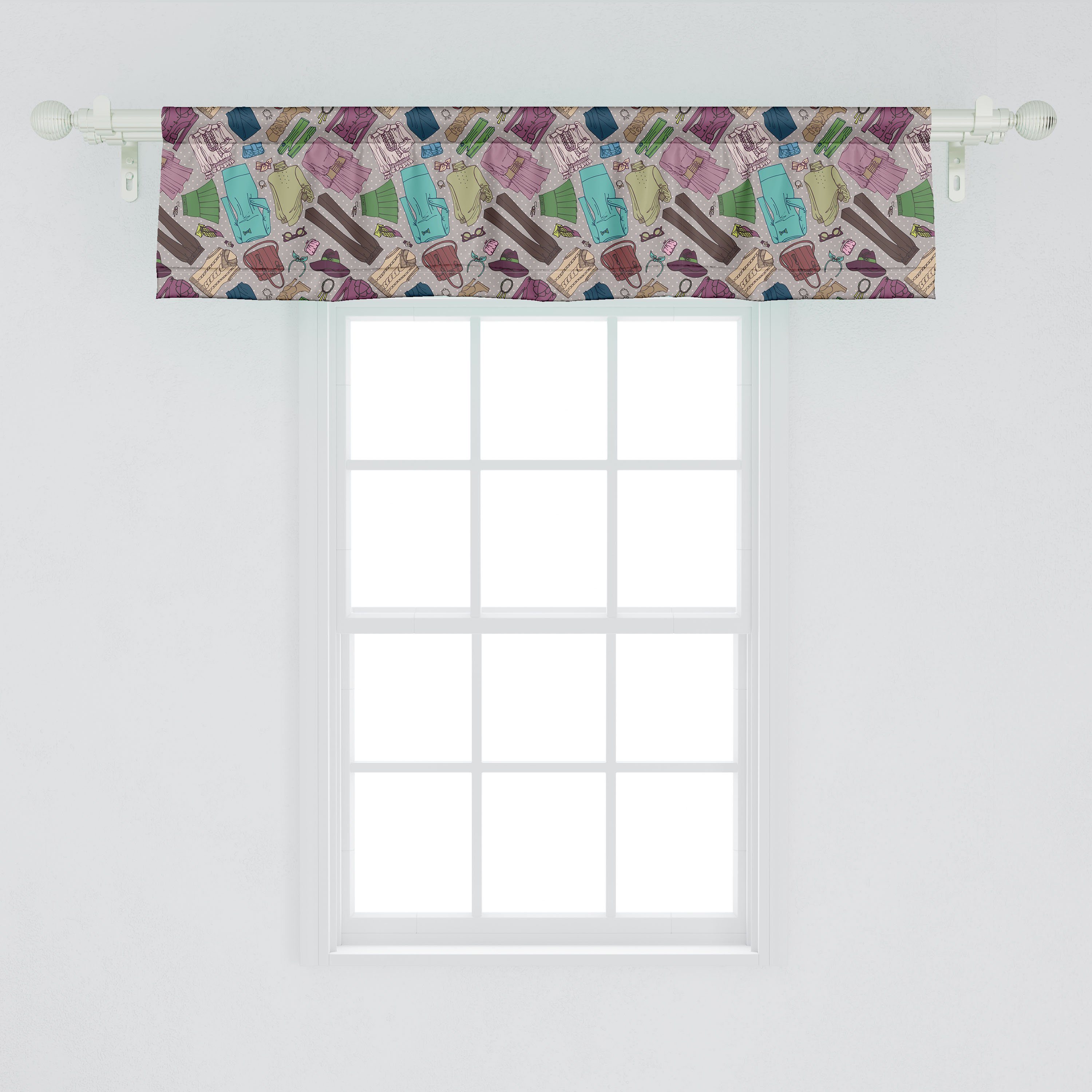 Scheibengardine Vorhang Volant für Abakuhaus, Küche Kleidung mit Hipster Schlafzimmer Frau Mode Dekor Microfaser, Stangentasche