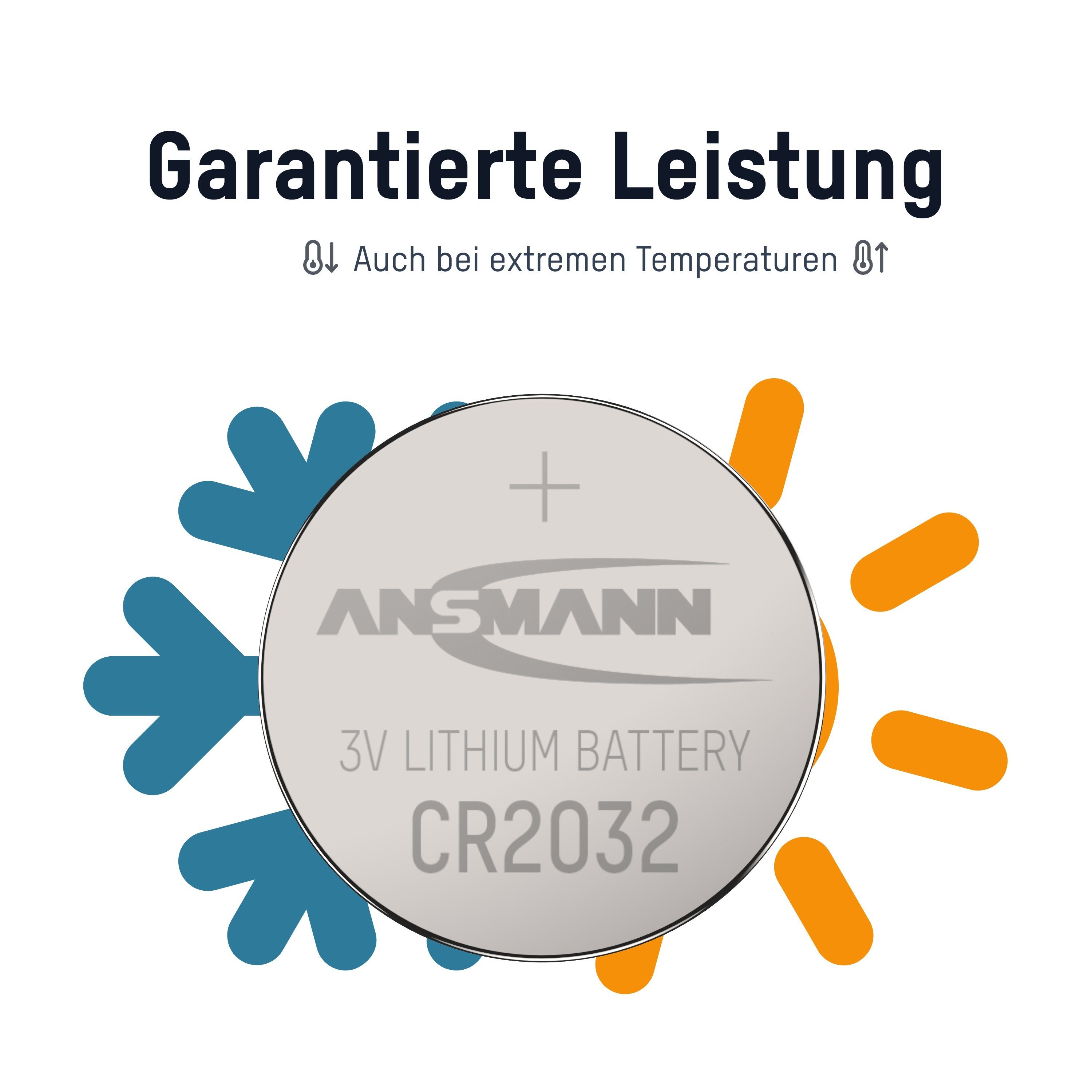 Batterie TAN-Gerät, Knopfzelle Knopfzelle CR2032 3V Uhren, ANSMANN® Lithium /für etc. 10x
