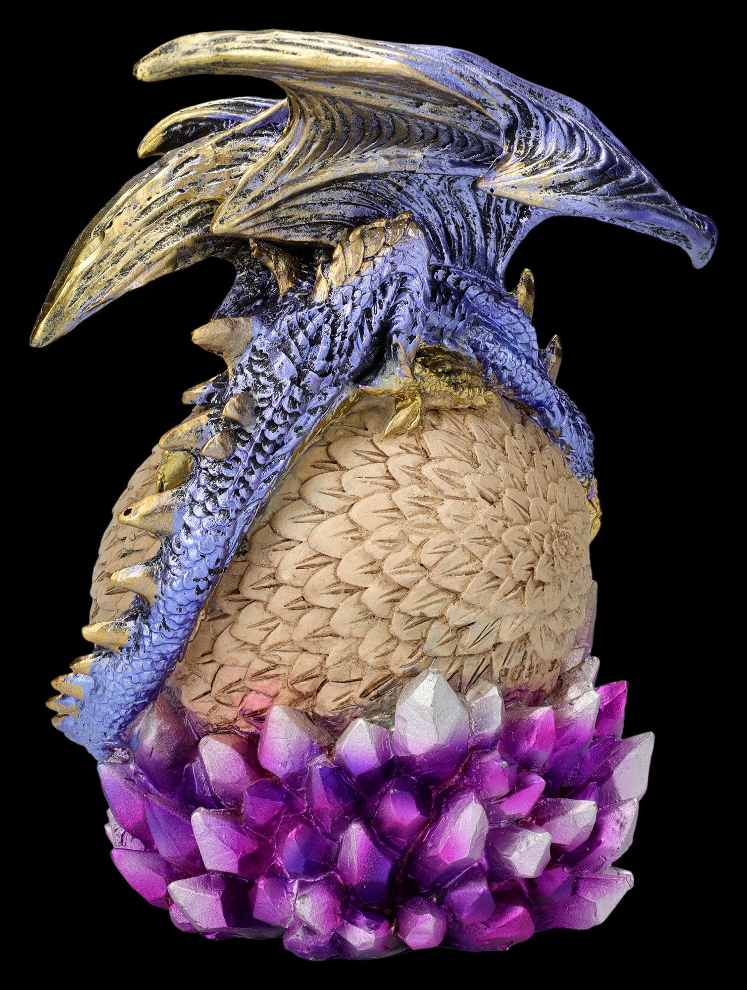 Figuren Shop GmbH Dekofigur Drachen Figur – Kristallwächter Statue Fantasy Skulptur 18cm Dekofigur