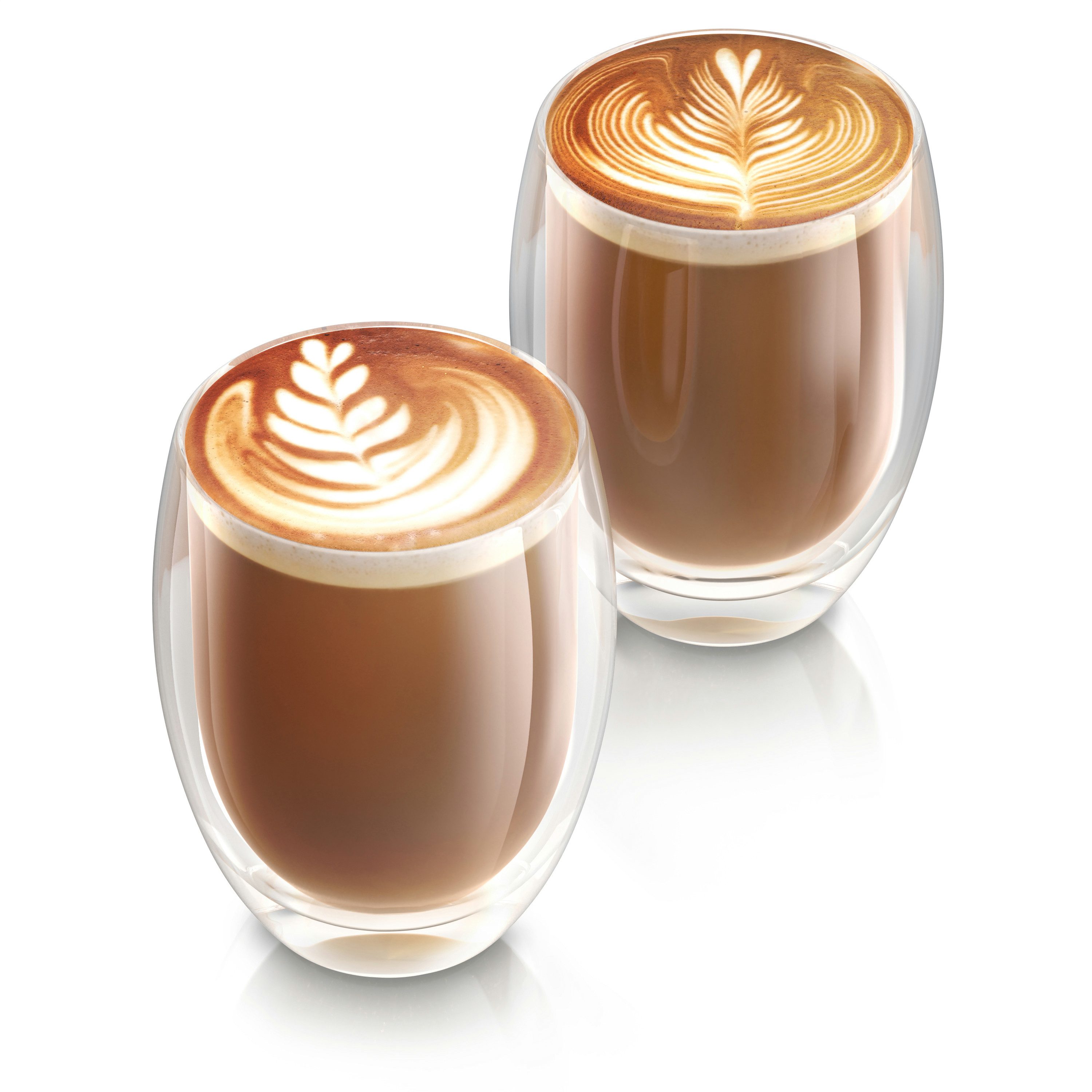 Arendo Gläser-Set doppelwandige Thermogläser, 350 ml Kaffeetasse, Trinkglas ohne Henkel, 2-tlg., Glas, für Latte Macchiato, Cappuccino, Tee, hitzebeständig spülmaschinenfest