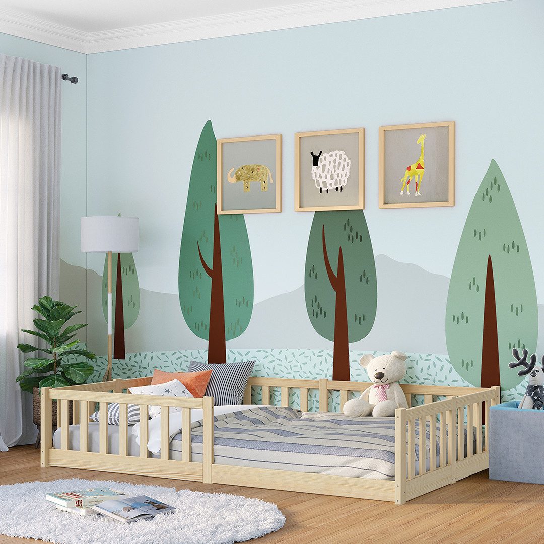 Bellabino Kinderbett Vere mit Rausfallschutz und Lattenrost (natur, Kiefer günstig online kaufen