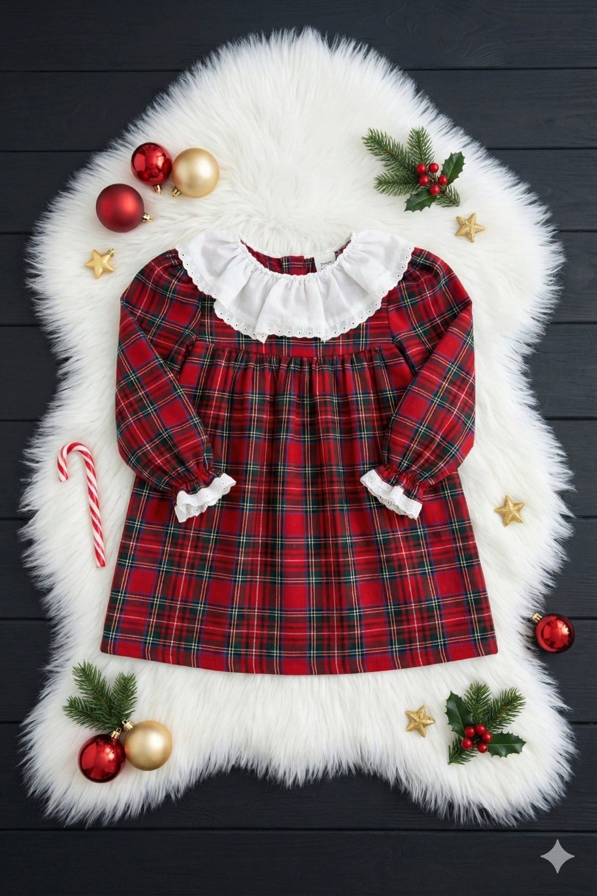 Parla Kids Kleid & Haarband Kleid College - langärmliges Kleid im Schottenmuster