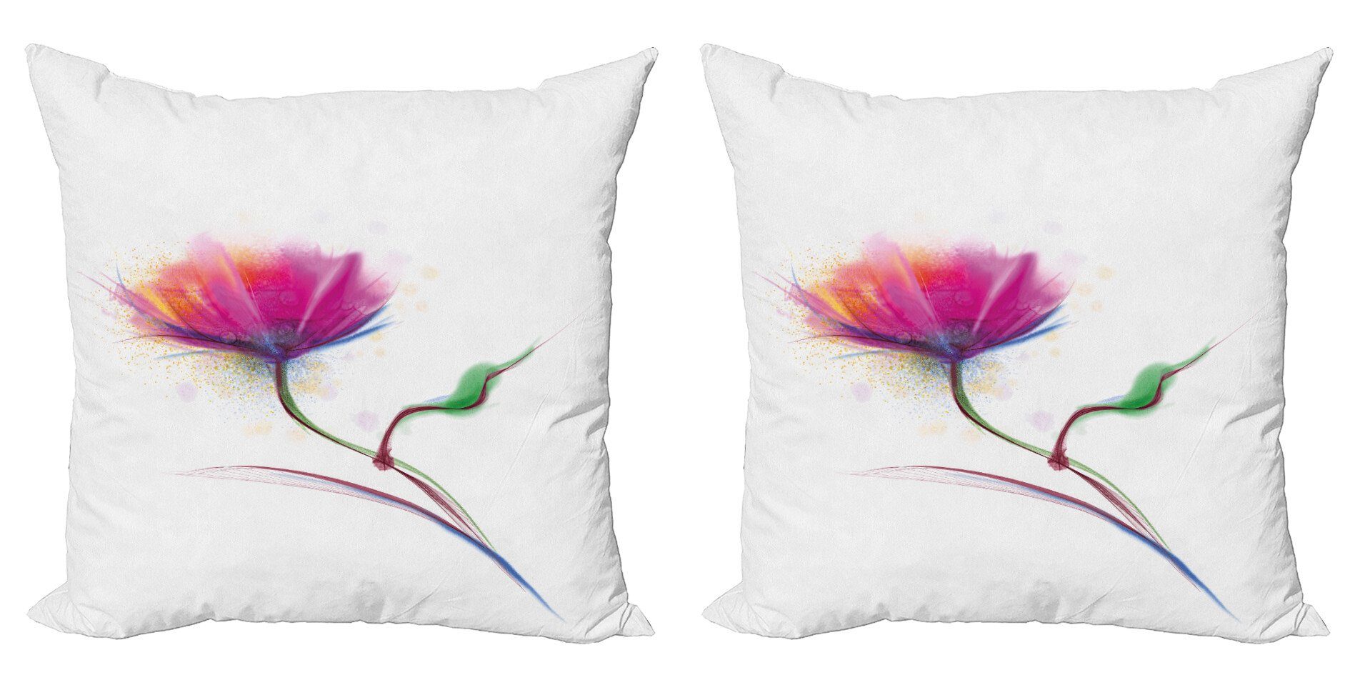 Kissenbezüge Modern Accent Doppelseitiger Digitaldruck, Abakuhaus (2 Stück), Blumen Aquarell Mohnblumen-Blume