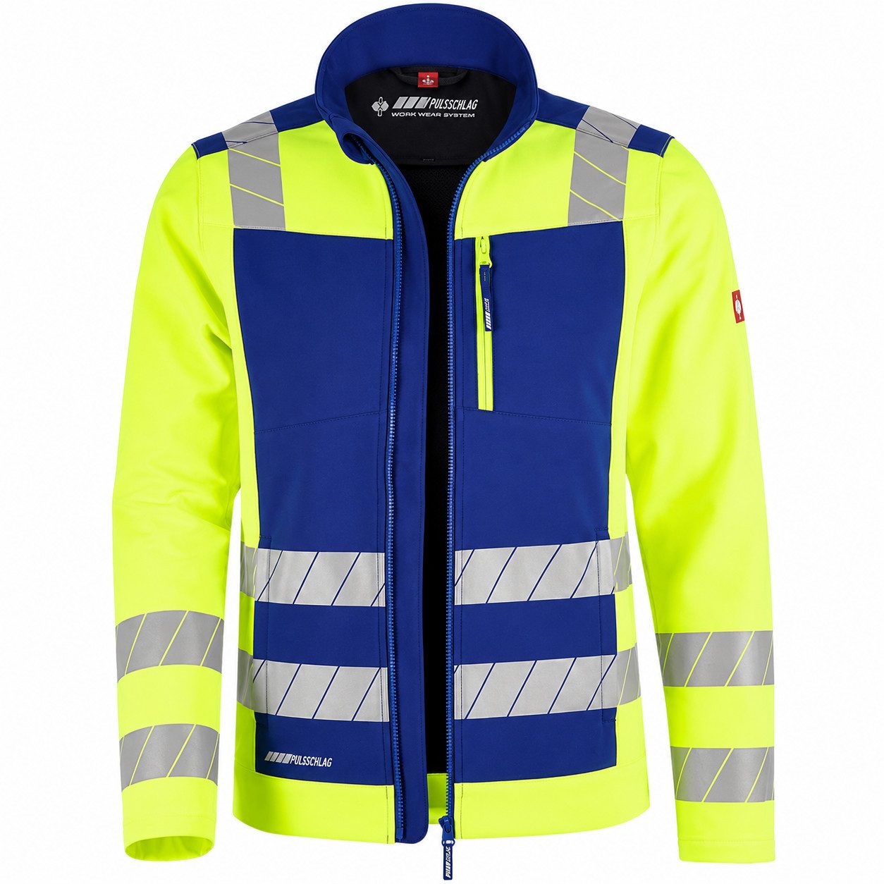 Engelbert Strauss Arbeitsjacke Warnschutz-Softshelljacke e.s. motion 24/7 Hi-Vis kornblau/warngelb dryplexx-Softshell Wasserabweisend Windabweisend Atmungsaktiv