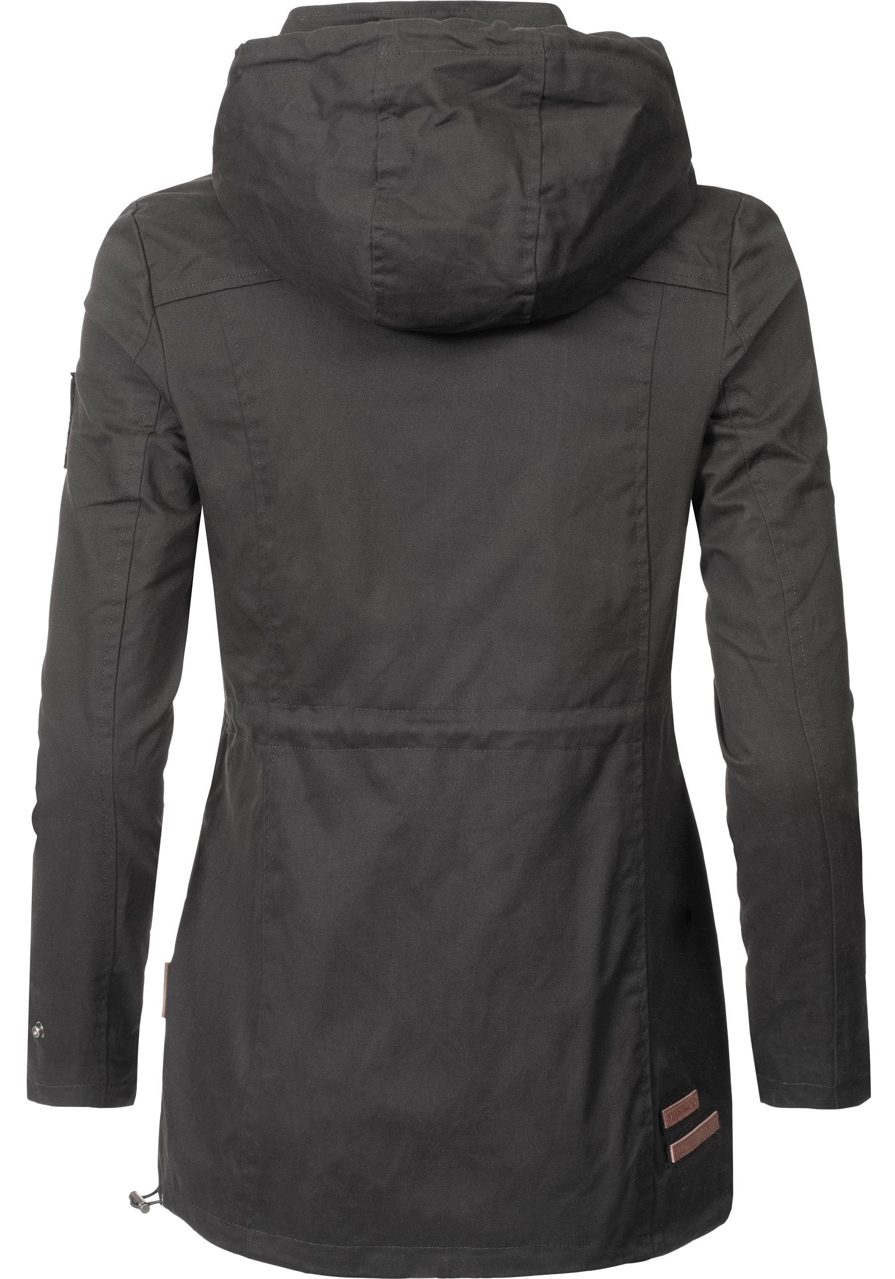 Marikoo Outdoorjacke Nyokoo modische Baumwoll Übergangsjacke mit großer Kapuze