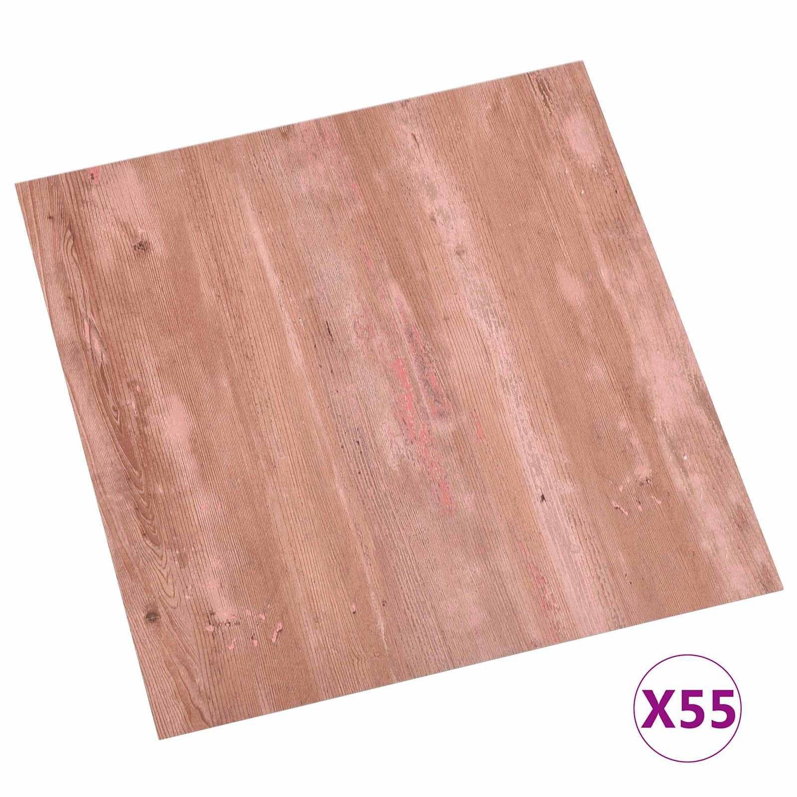 vidaXL Vinyllaminat 5,11 mÂ² Selbstklebende Bodenplatten 55er Set Rot 5,11 m² VinylPVC