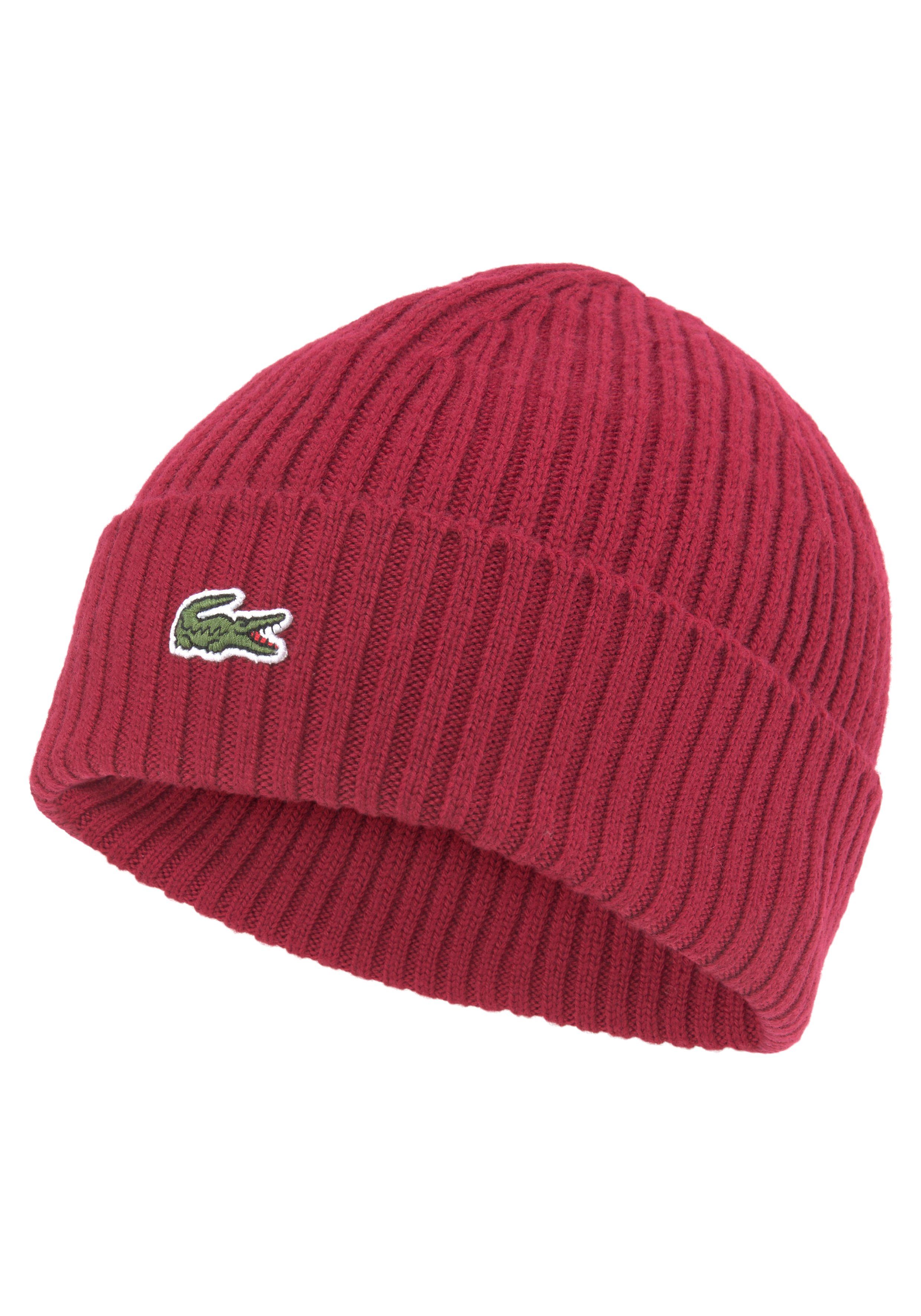 Logostickerei mit Lacoste rot Strickmütze