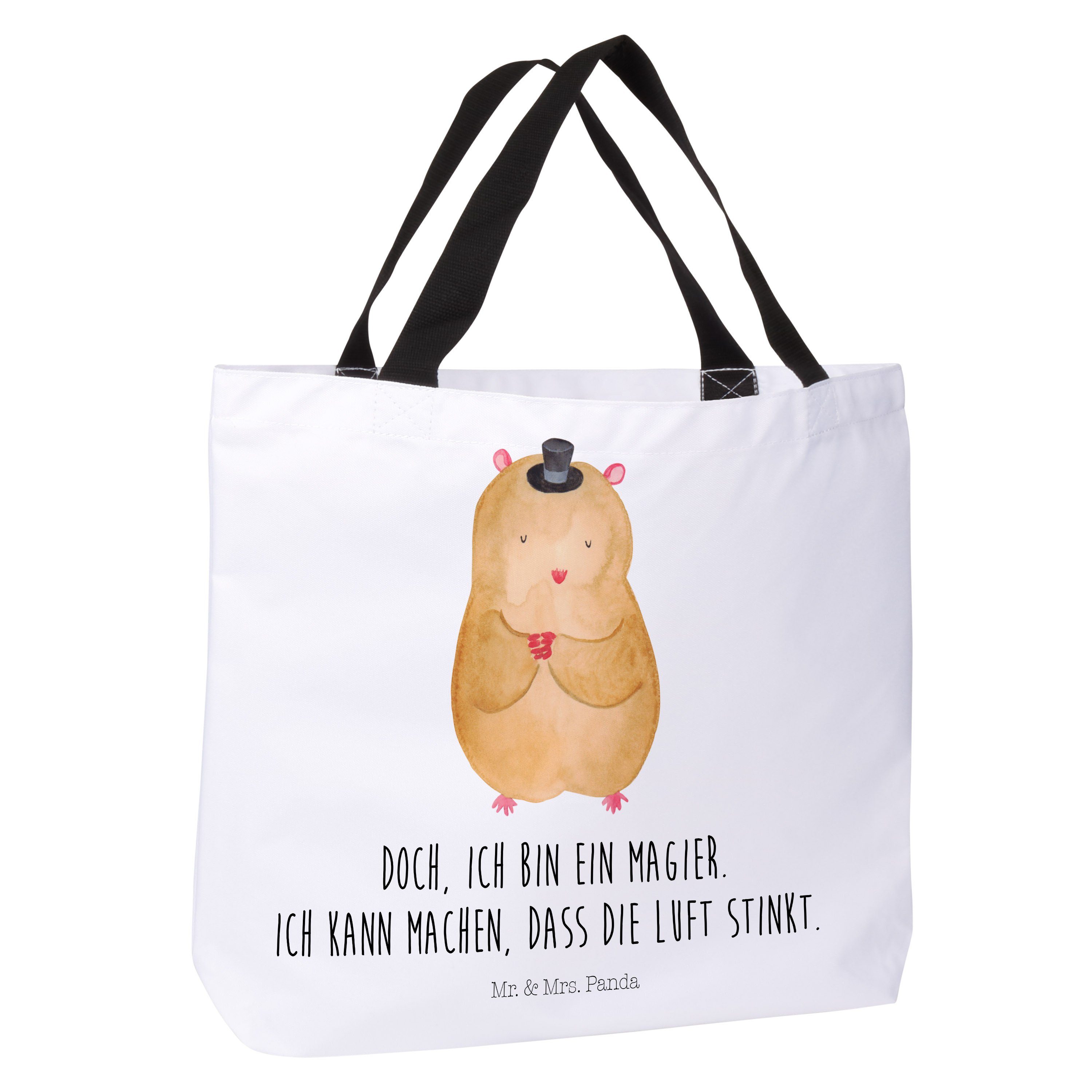 - mit Schultasche, Shopper Panda Mrs. Hut (1-tlg) Mr. - Hamster Laun Tiermotive, Gute & Geschenk, Weiß