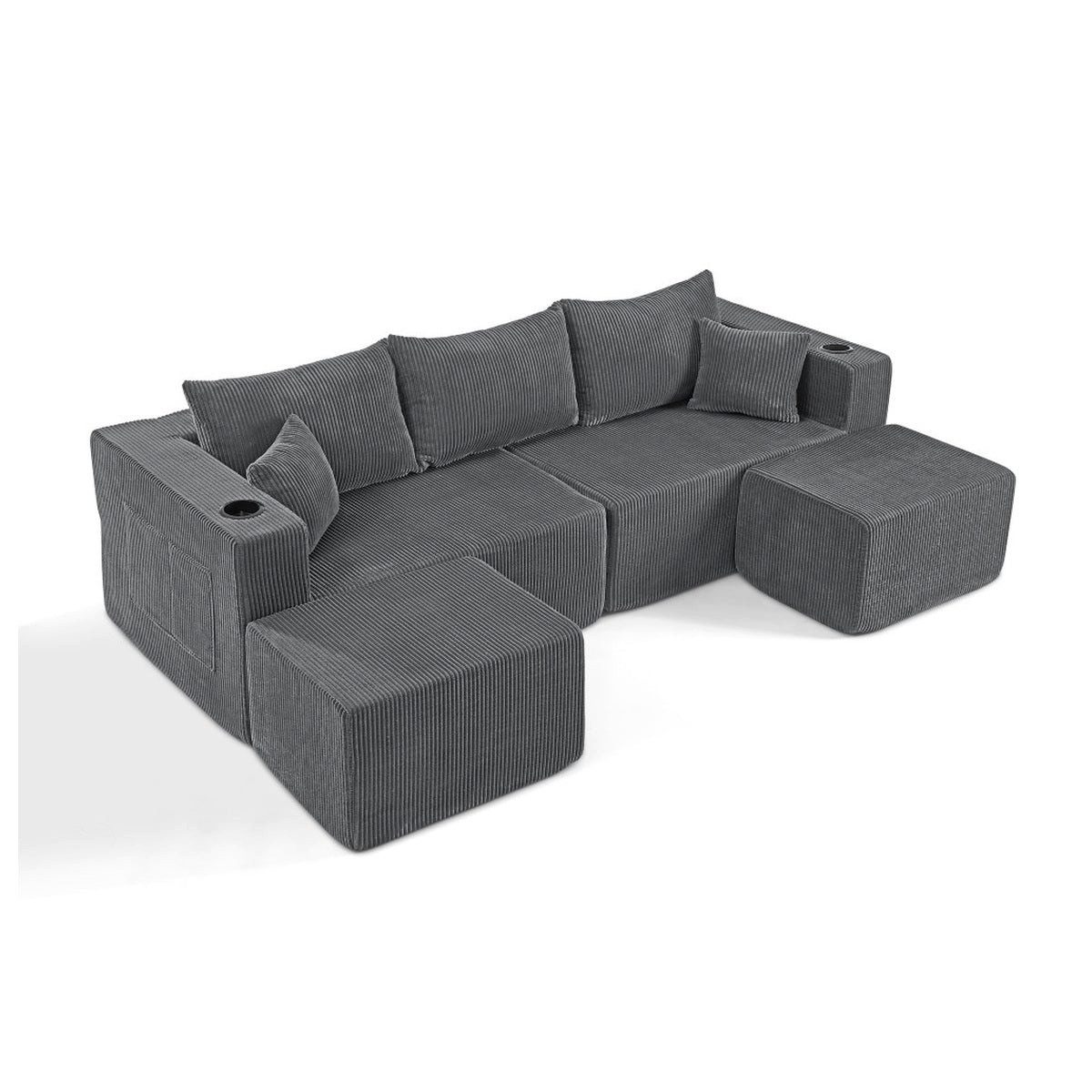 SIKAINI Ecksofa Ecksofa aus Schaumstoff in grau, 3 Teile