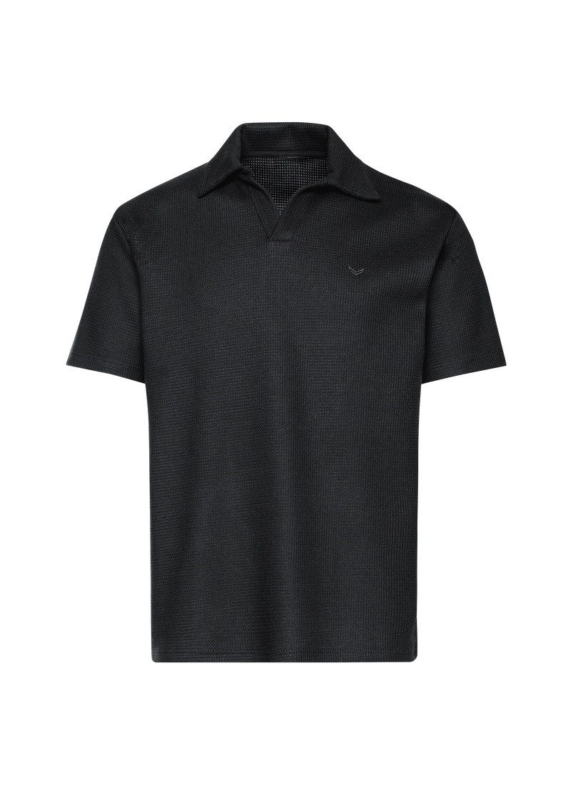 Trigema Poloshirt TRIGEMA Oversized Poloshirt ohne Knopfleiste in Waffeloptik (1-tlg)
