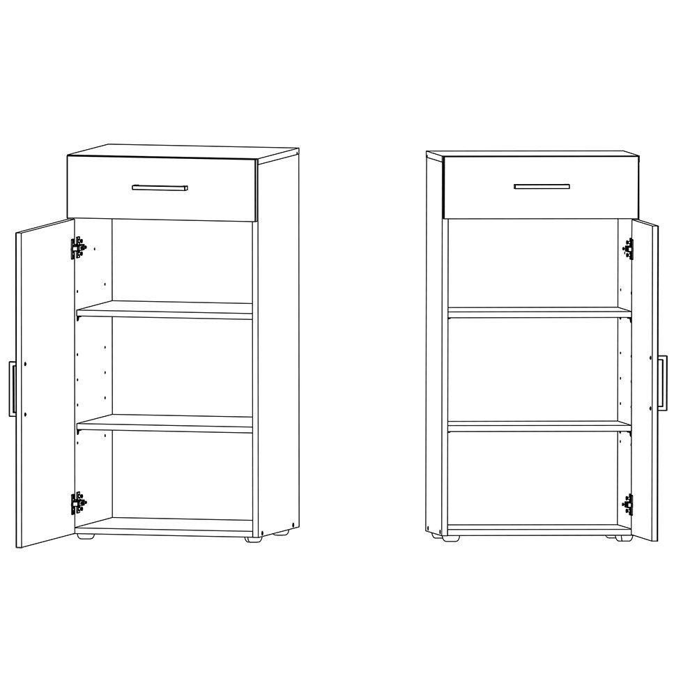 Lomadox Mehrzweckschrank MIAMI-43 graphit, 1 Tür, 1 Schublade, ca. 40/98/40 cm