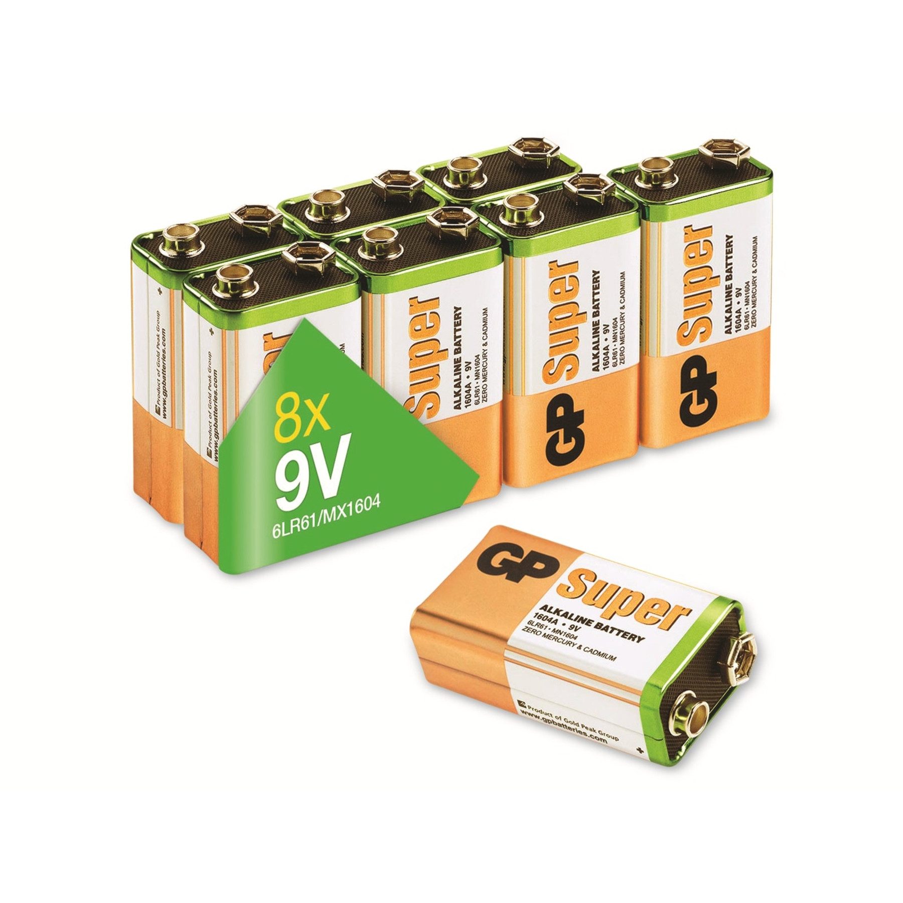 GP Super Alkaline-Batterie E-Block, 6LR61, MN1604 Batterie