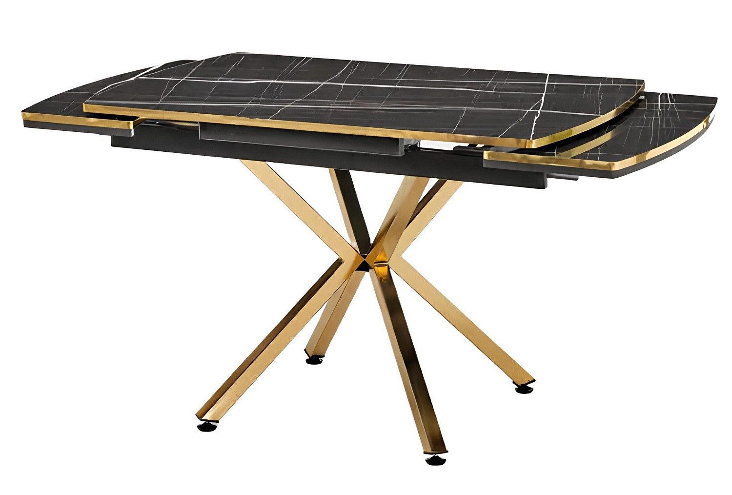 JVmoebel Esstisch Schwarzer Tisch 120x80 – Moderner Esstisch in Gold & Metall (1-St., Esstisch), Made in Europa