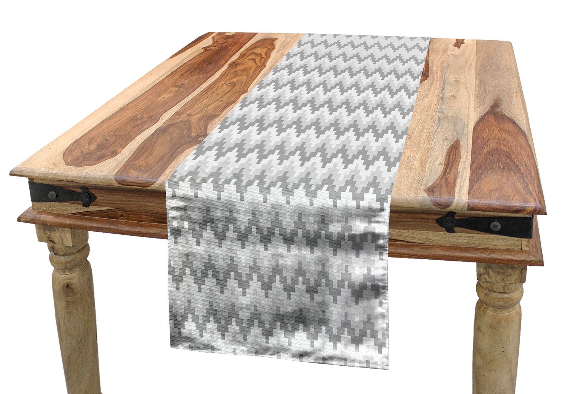 grau Tischläufer, Ombre Geometric Abakuhaus Ziggurat Rechteckiger Dekorativer Esszimmer Tischläufer Küche Grau