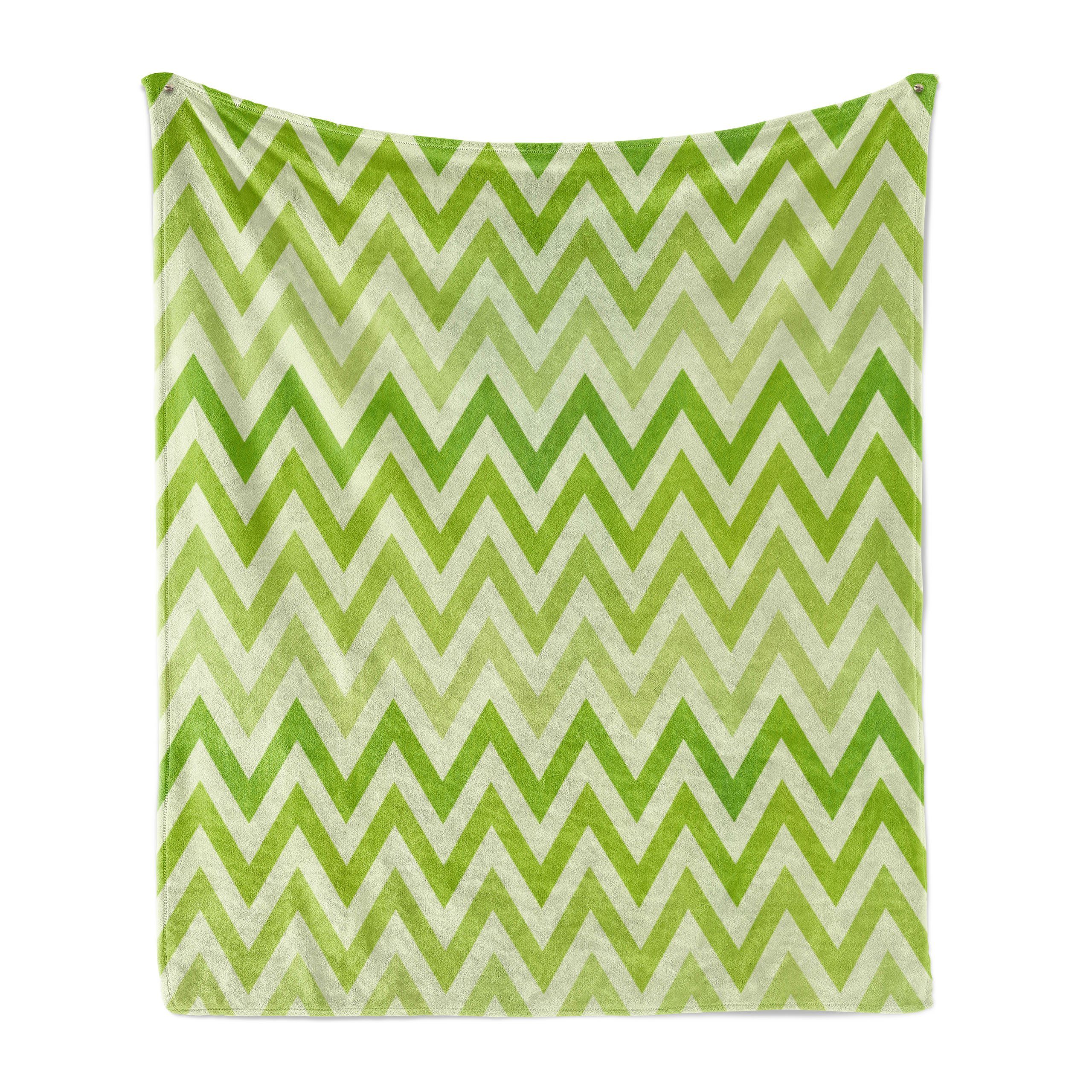 Wohndecke Gemütlicher Plüsch für den Innen- und Außenbereich, Abakuhaus, Lime Green traditionelle Chevron