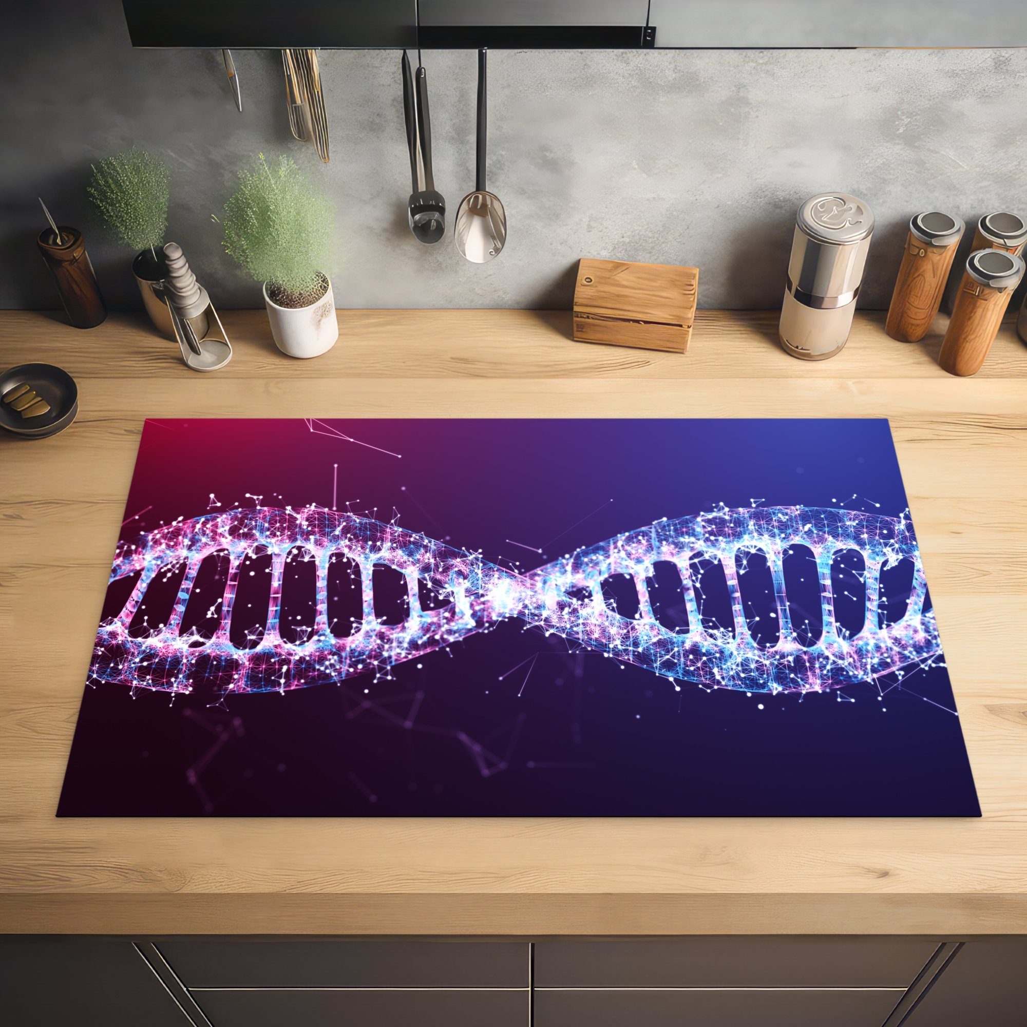 MuchoWow Herdblende-/Abdeckplatte DNA-Tanga mit (1 Arbeitsplatte Ceranfeldabdeckung, Vinyl, für 83x51 Farbe, tlg), cm, küche