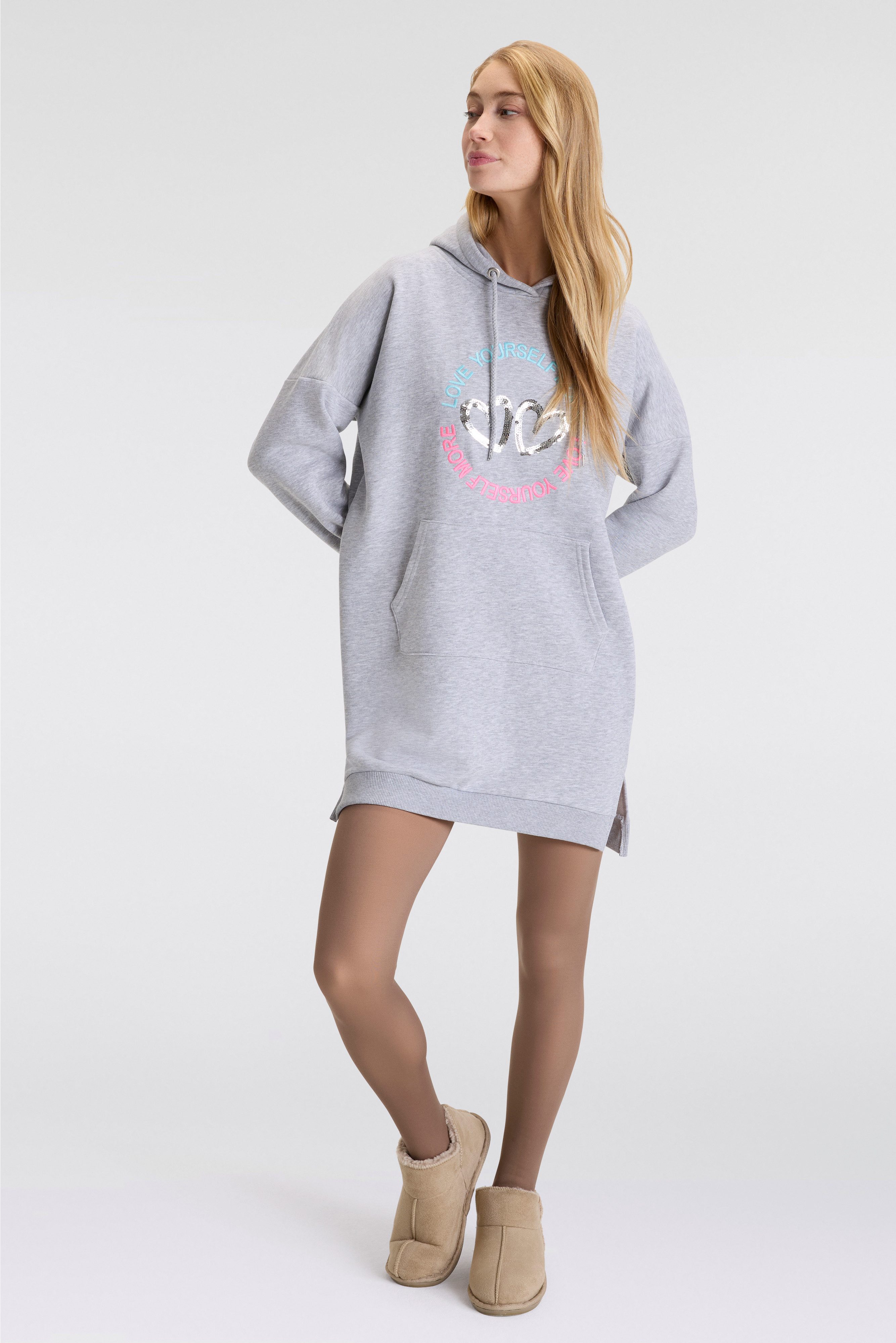 Zwillingsherz Sweatkleid "Love Yourself More" mit günstig online kaufen