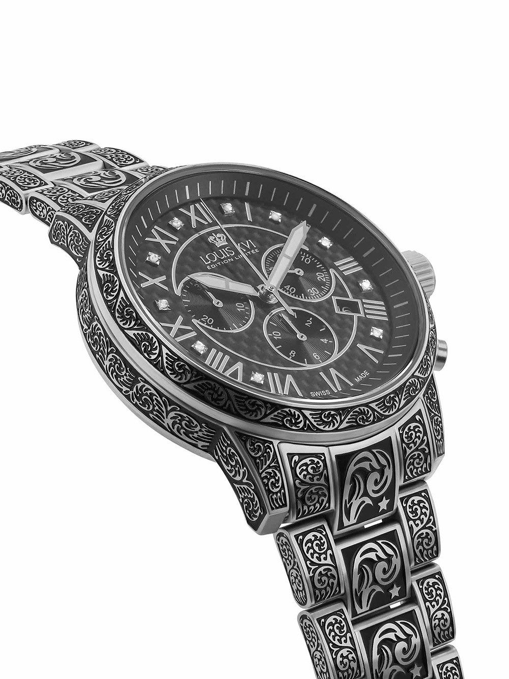 LOUIS XVI Quarzuhr Louis XVI LXVI1722 Herrenuhr Palais Royale Inked Diamond 43mm 10ATM Louis XVI LXVI1722 Herrenuhr Palais Royale Inked Diamond 43mm 10ATM