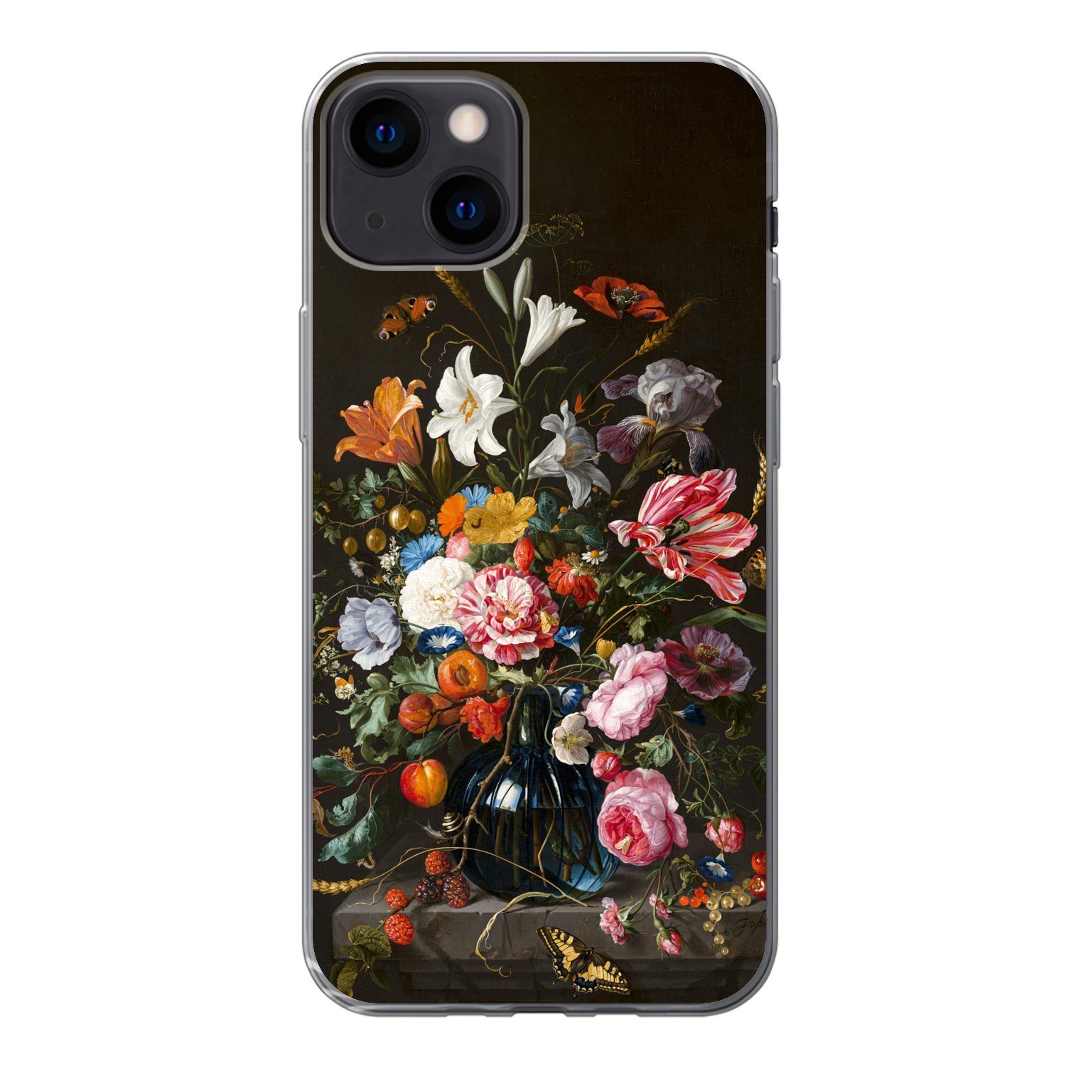 MuchoWow Handyhülle für Apple iPhone 13 Vase mit Blumen - Jan Davidsz de Heem - Kunst, Smartphone-Bumper, Print, Handy Schutzhülle Dünn