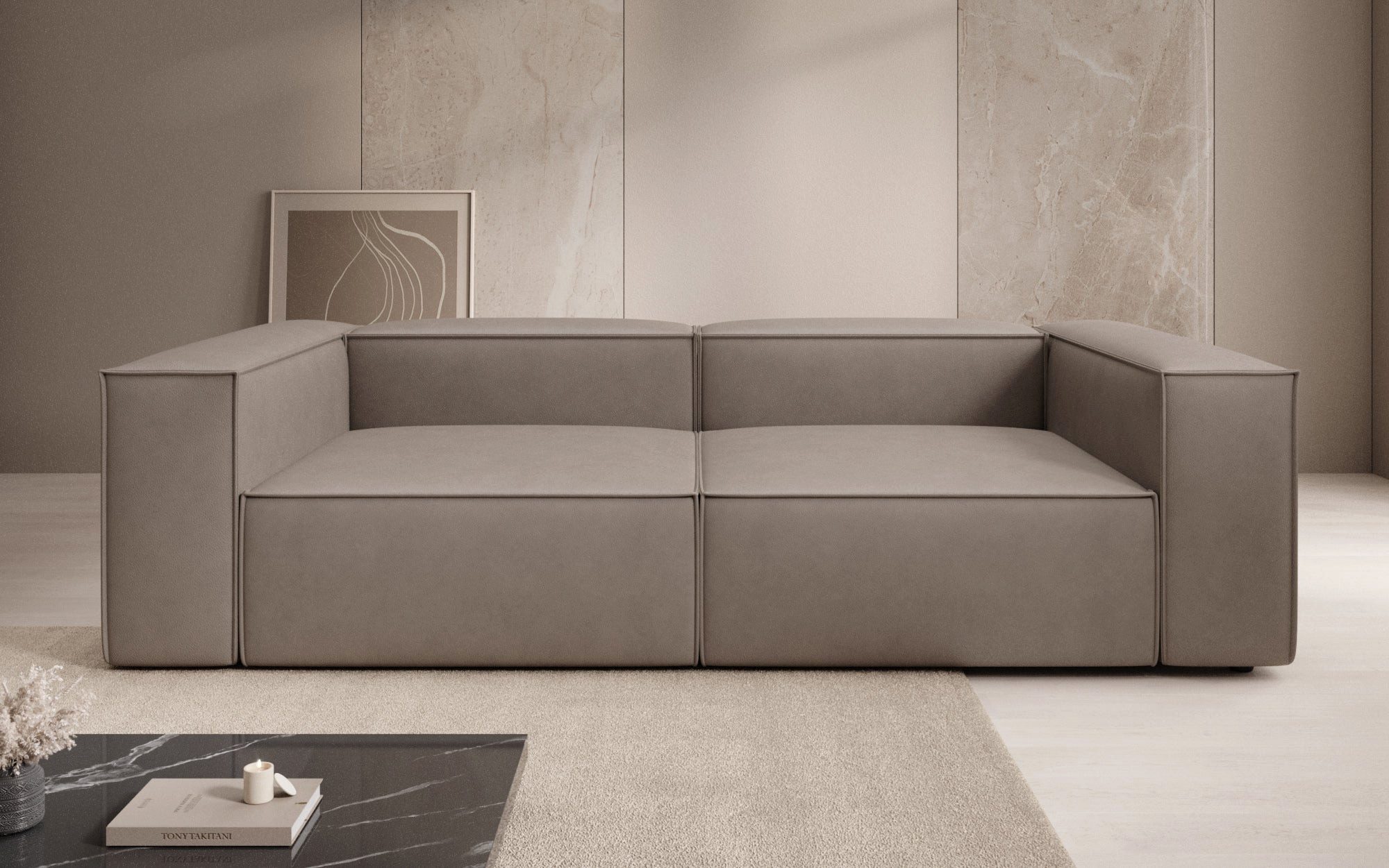 Luxusbetten24 Sofa Designer Sofa Lesley 3 Sitzer, mit Bezug aus Echtleder