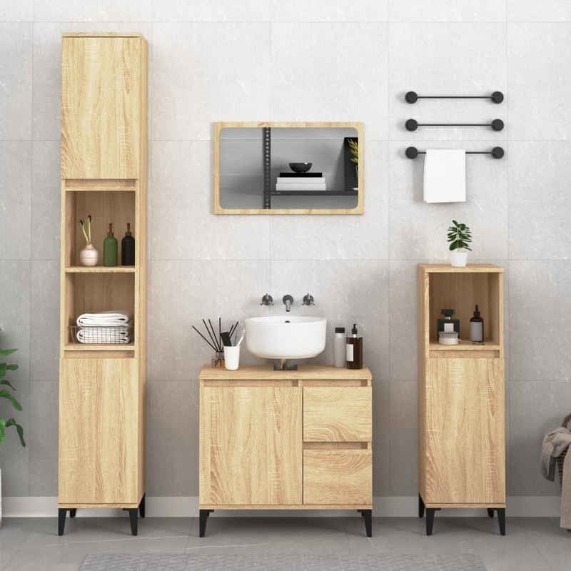 vidaXL Badezimmer-Set Badschrank Sonoma-Eiche 65x33x60 cm Holzwerkstoff, (1-St)