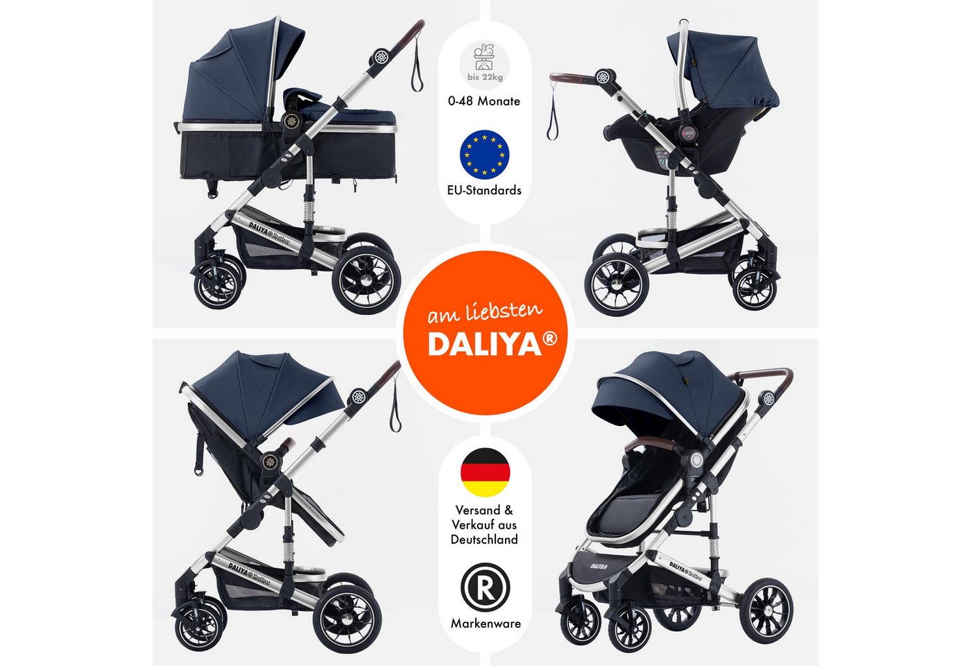 Thumbnail - Daliya® Kombi-Kinderwagen NEOMOVE 3in1 Kinderwagen mit i-Size Babyschale & Buggy, (Reise-Set, 10-tlg), Kinderwagen mit i...