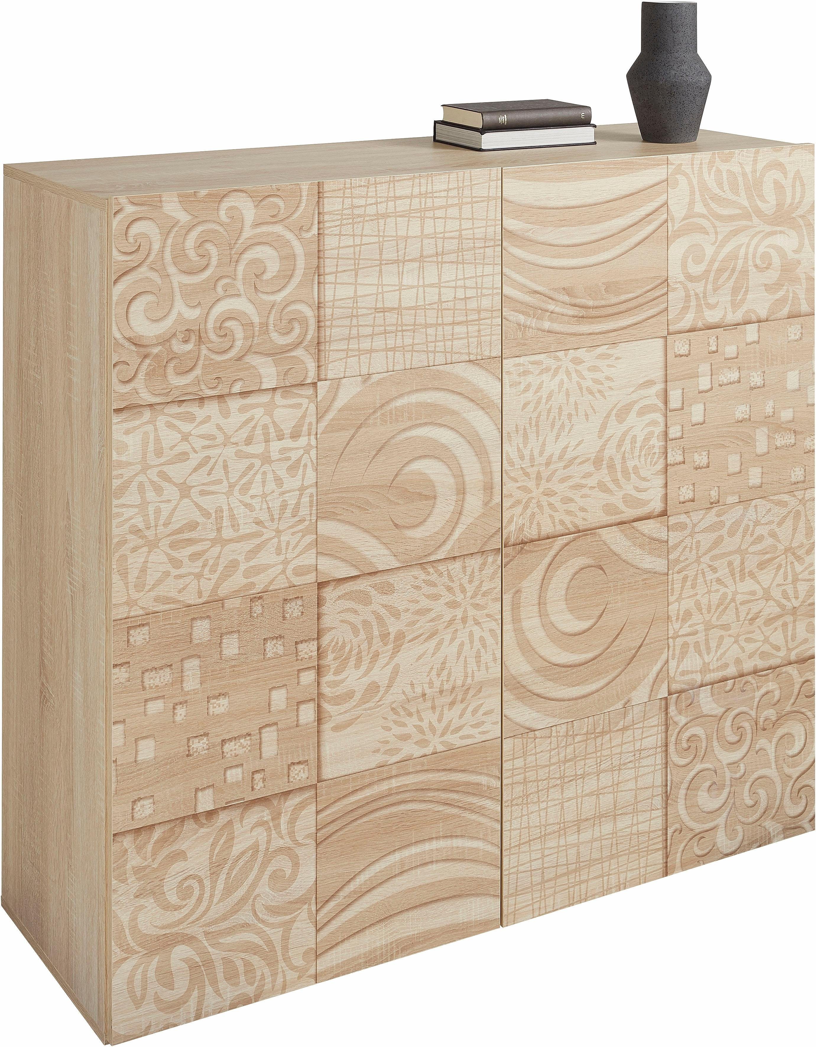 INOSIGN Highboard Miro, Breite 121 cm mit dekorativem Siebdruck