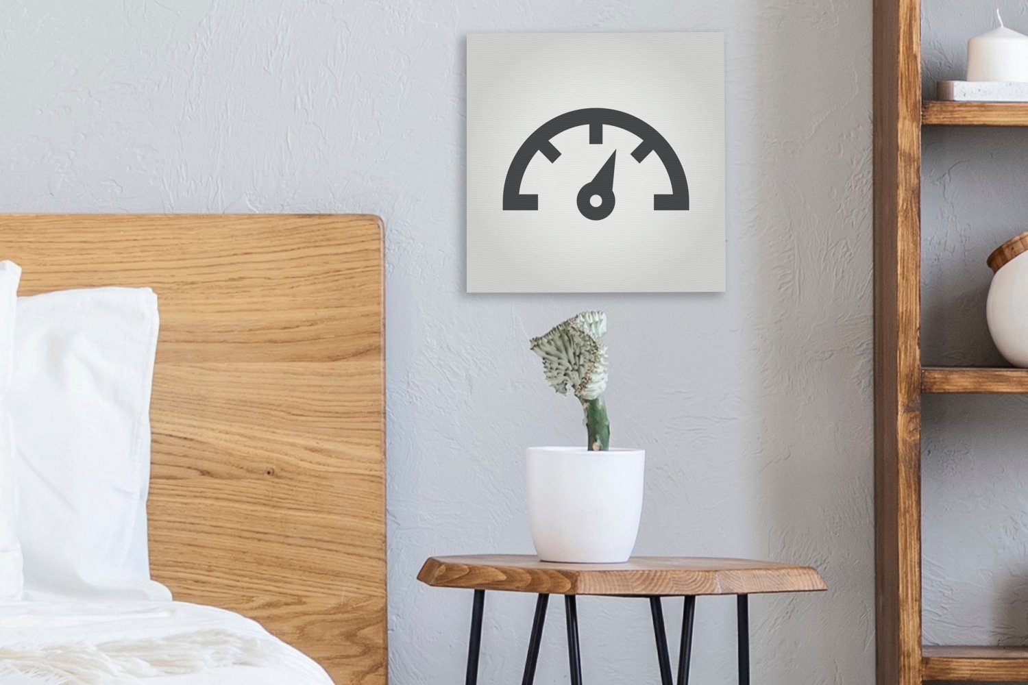dem Schwarz-Weiß-Abbildung Wohnzimmer Piktogramms eines Leinwand Schlafzimmer Armaturenbrett OneMillionCanvasses® auf eines, Bilder Leinwandbild für (1 St),