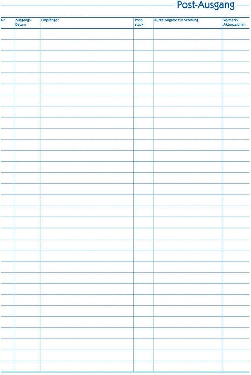 Formularblock Post-Ein-/Ausgangsbuch A4 50 Blatt