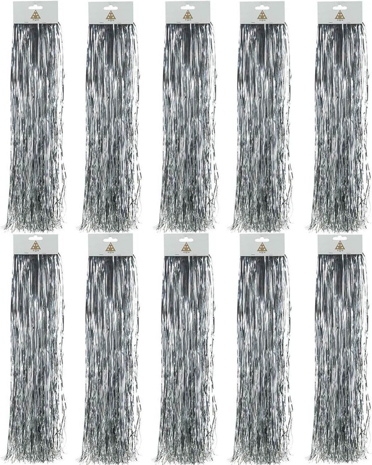 Weihnachtsbaumkugel Lametta Glatt 48cm - Glanz Silber, 10er Set