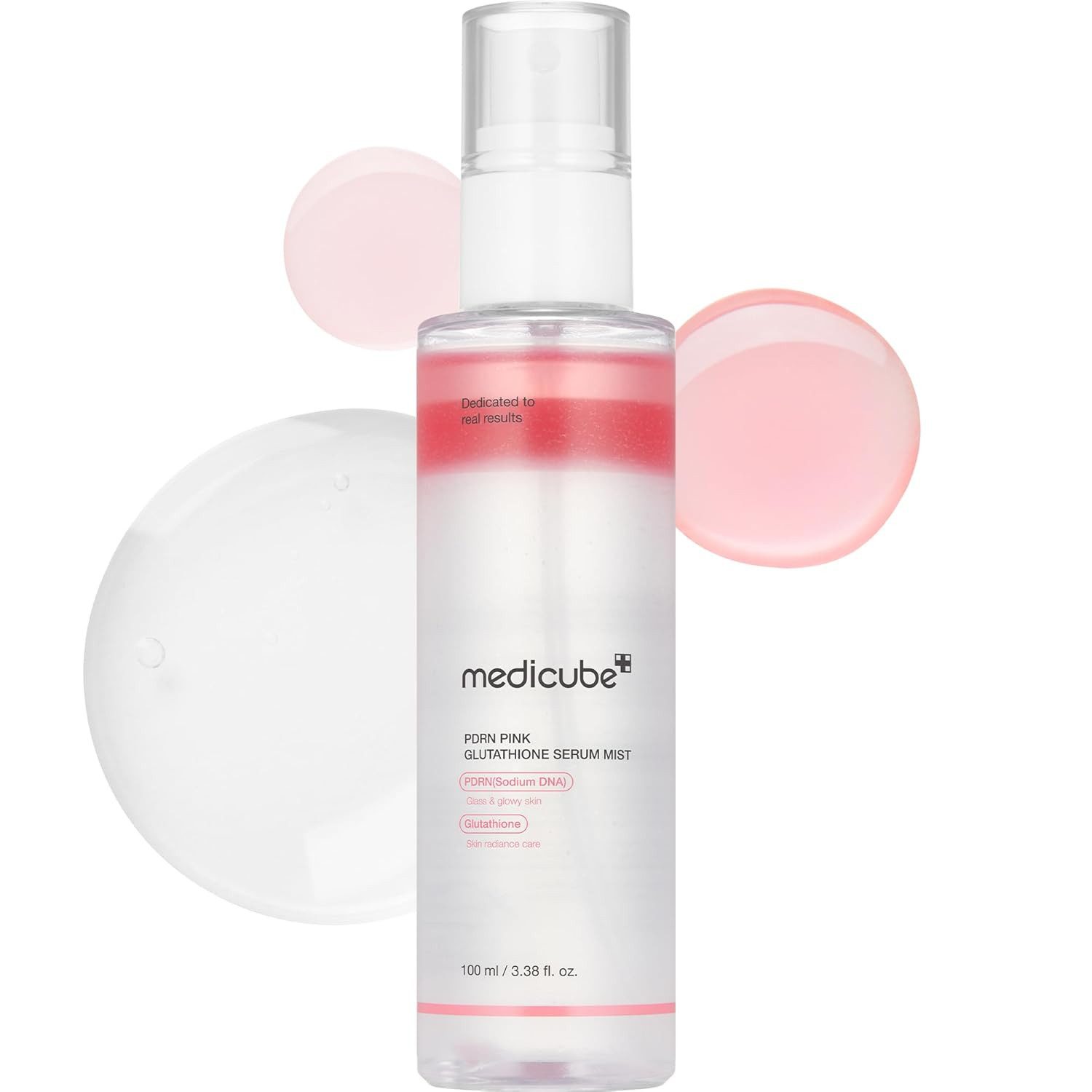 Medicube Gesichtsserum PDRN Pink Glutathione Serum Mist 100 ml – 3-in-1 Gesichtsnebel mit 7 -Peptid-Komplex, aufhellend, straffend, vegan K-Beauty Spray, für empfindliche Haut, Glow & Elastizität, auch über Make-up