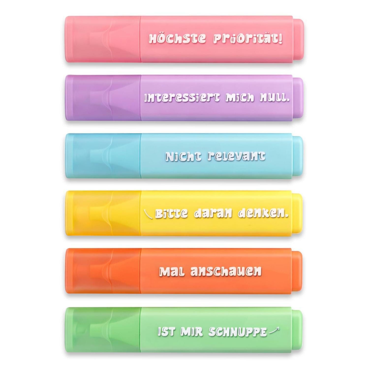 LuxusKollektion Marker Textmarker Set 6er Set bunt mit Sprüchen