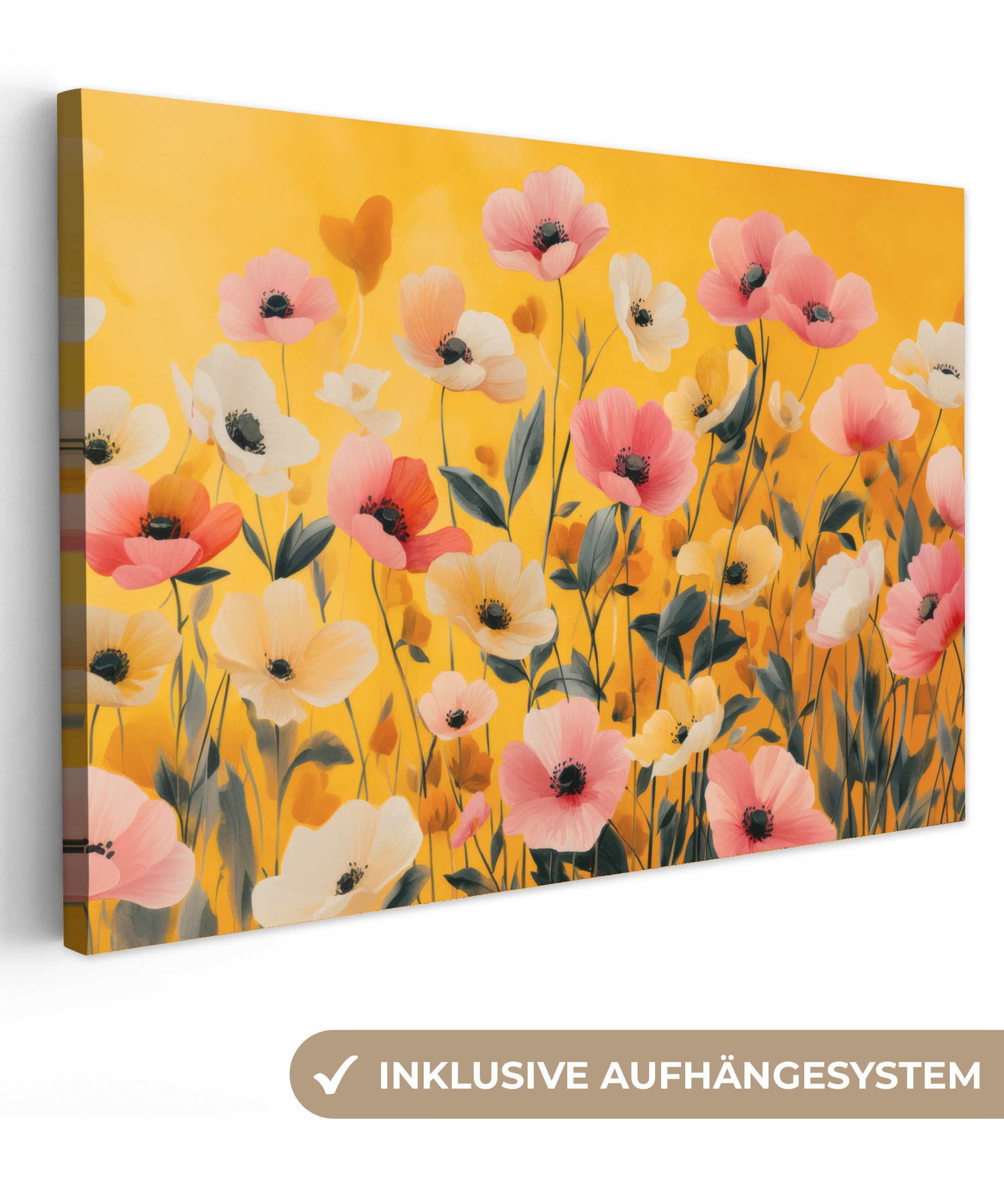 OneMillionCanvasses® Leinwandbild Blumen - Feld - Gelb, Fotodruck (1 St), L günstig online kaufen