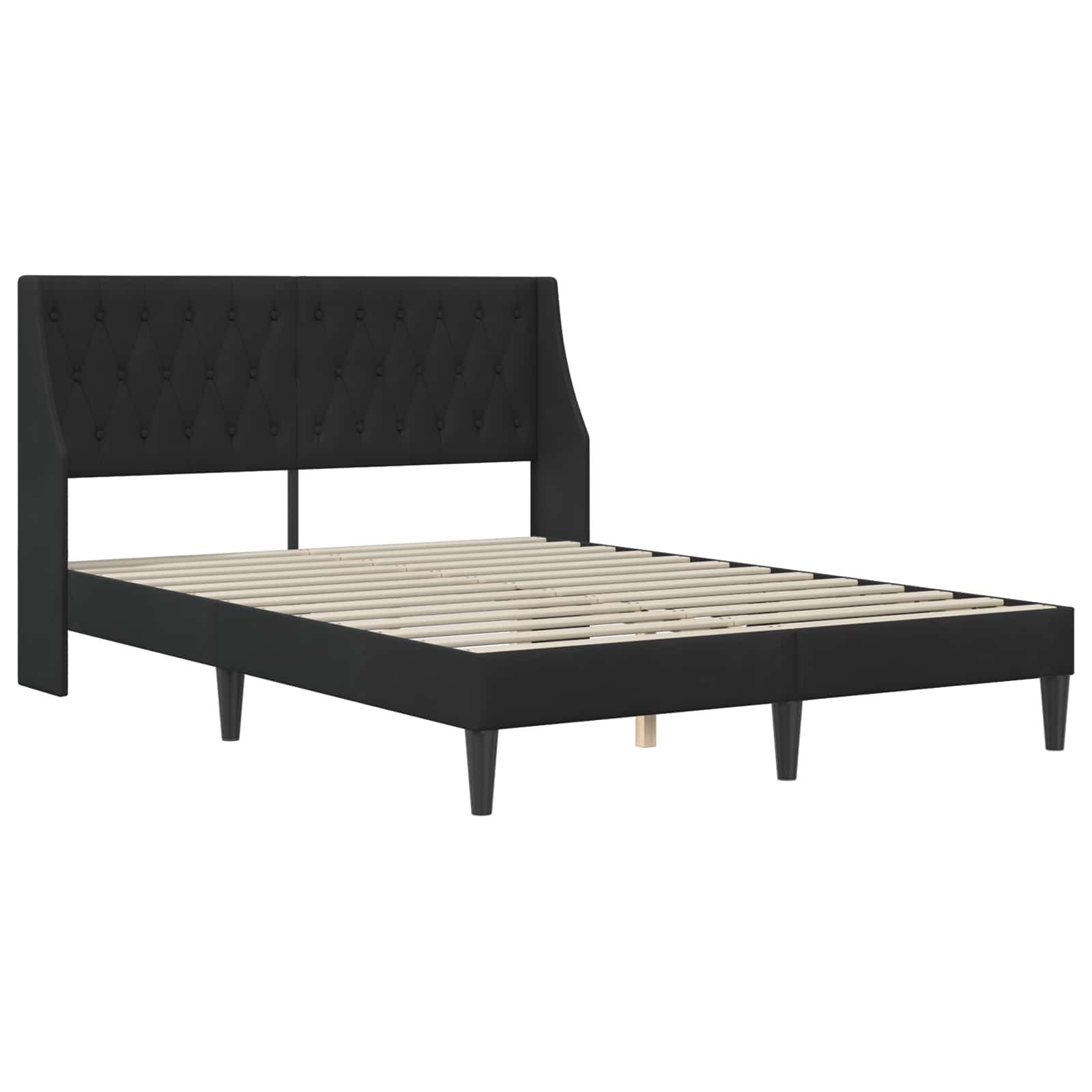 vidaXL Bett Bettgestell mit Matratze mit Matratze Schwarz 160 x 200 cm Samt (1-tlg) – Bild 4 von 5