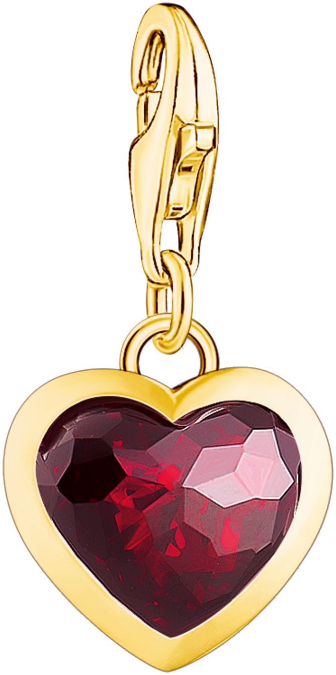 THOMAS SABO Charm Herz Charm Rot, mit Zirkonia (synth)