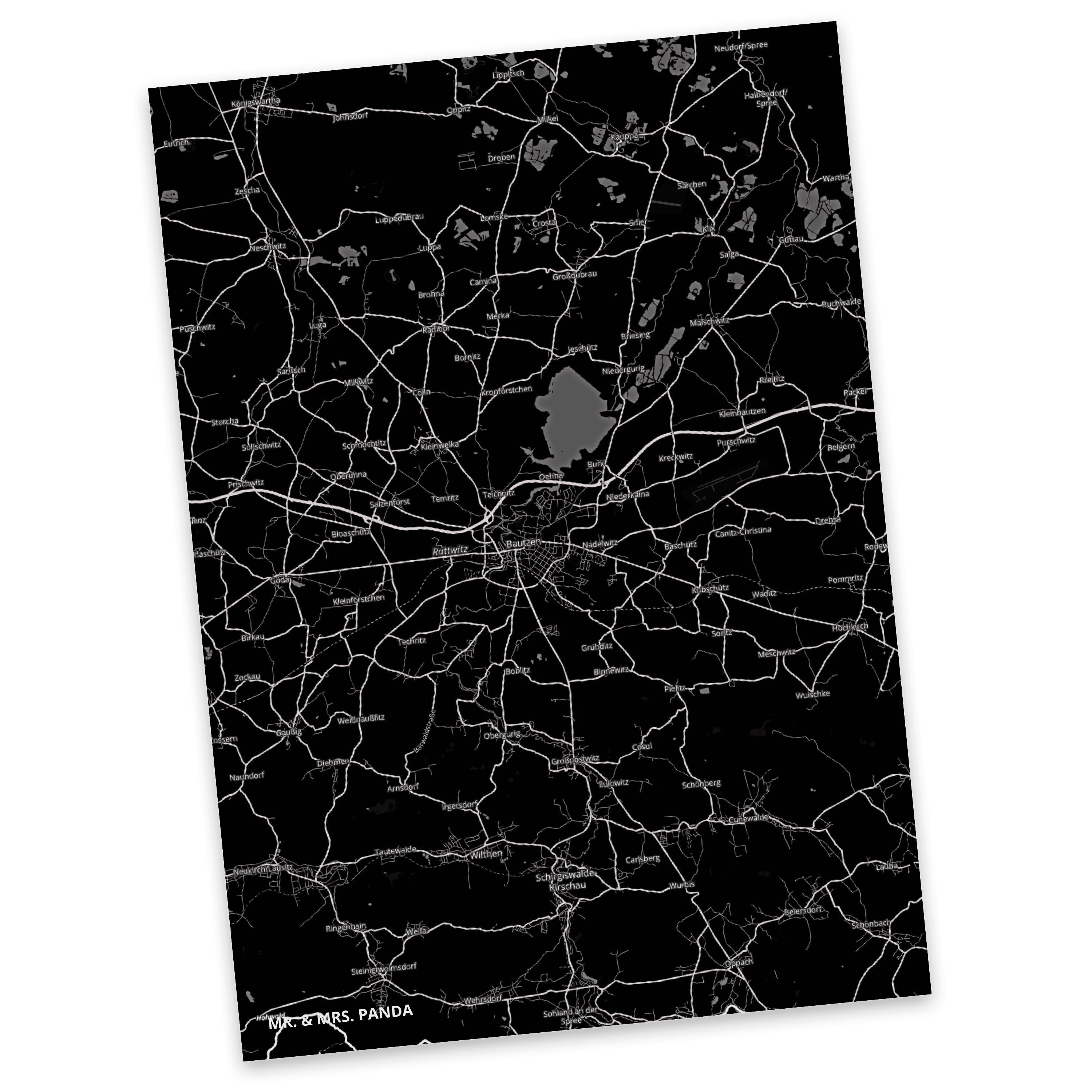 Mr. Stadt Landkarte Stadt Map Geschenk, Dorf & Mrs. Ort, Städte, - Postkarte Karte Bautzen Panda