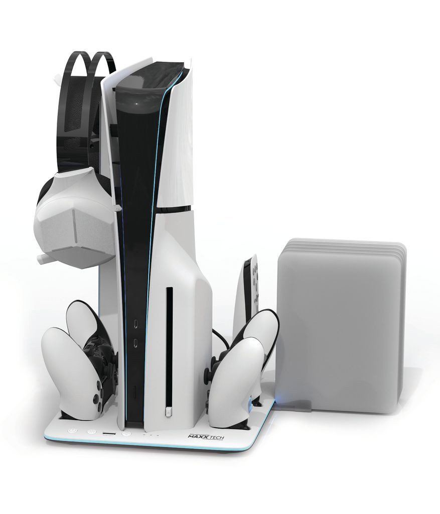 Playstation-Halterung PS5 Slim Charging Stand Ladestation mit Beleuchtung und Kühlungslüfter