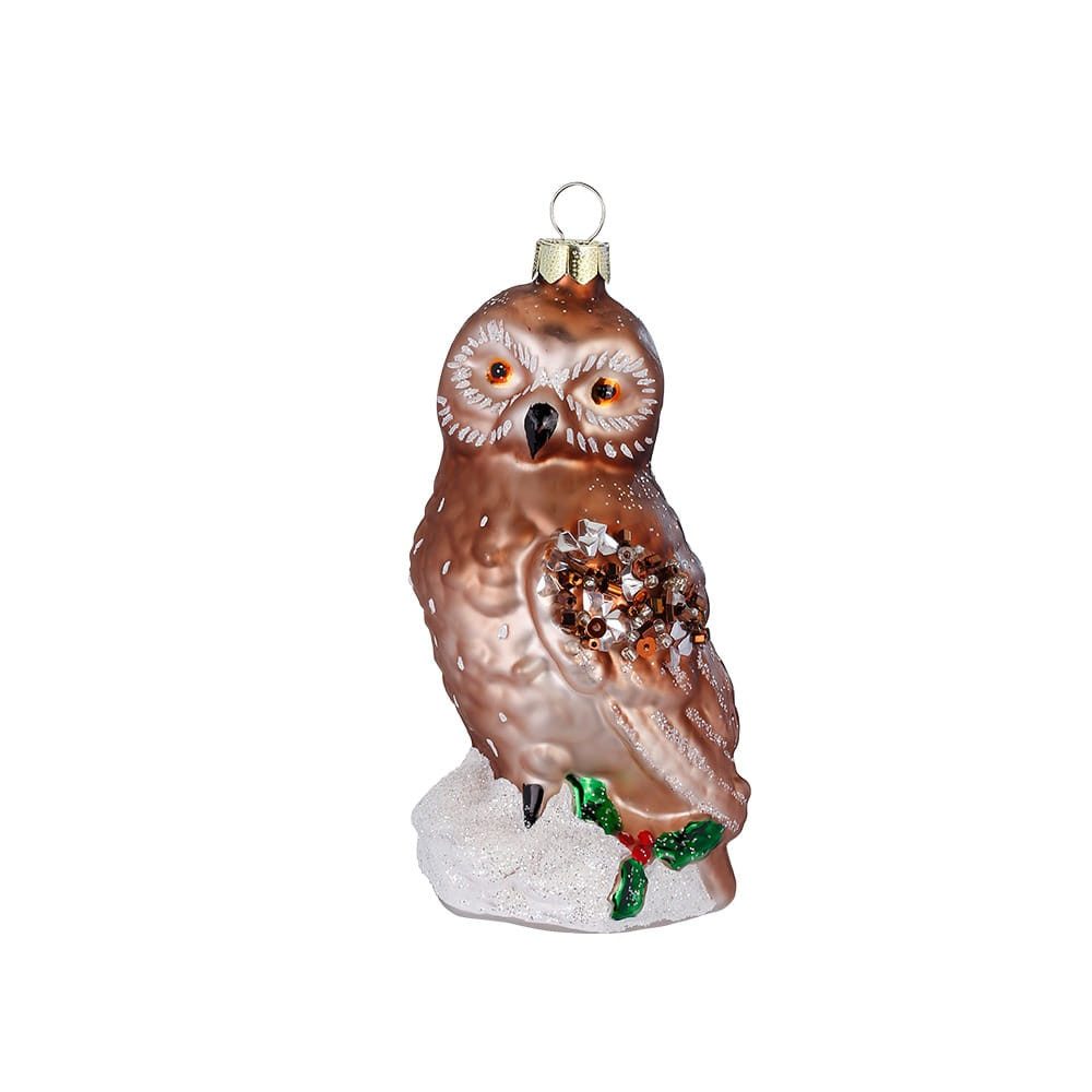INGE-GLAS® Weihnachtsbaumkugel Christbaumschmuck Eule 9.5 cm