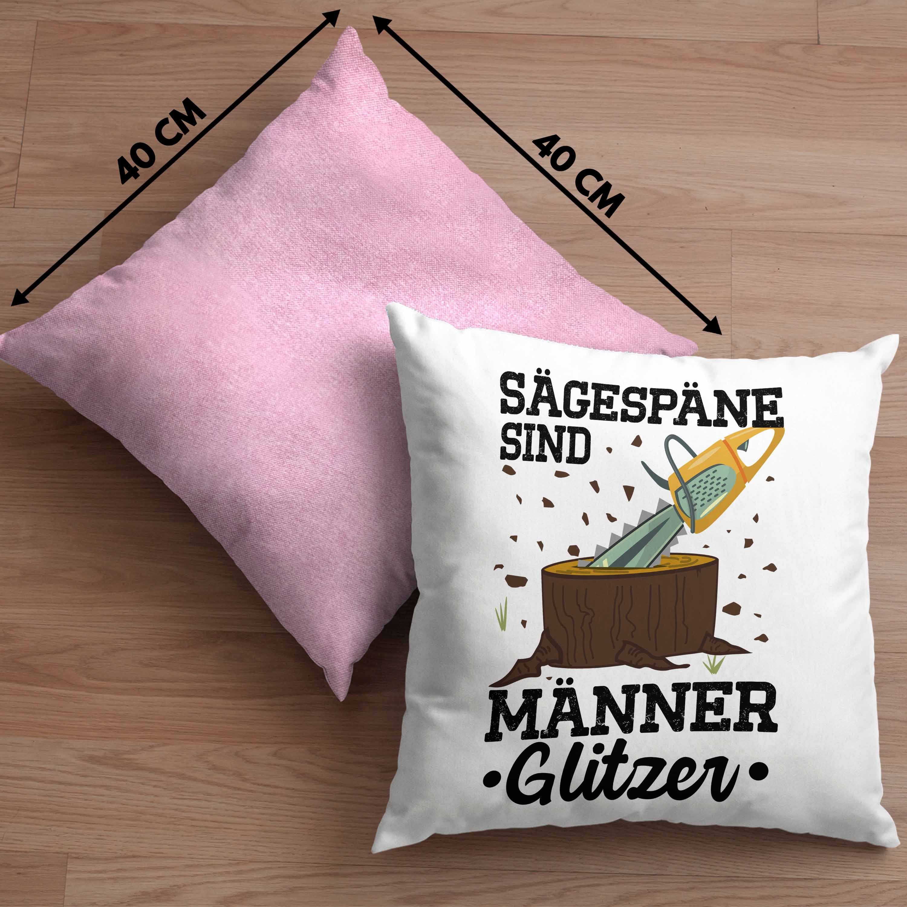 - Waldarbeiter Holzfäller Forstwirt Förster Männer mit Rosa Baumfäller 40x40 Dekokissen Spruch Geschenk Füllung Kissen Männer-Glitzer Trendation Trendation für Dekokissen Geschenkidee