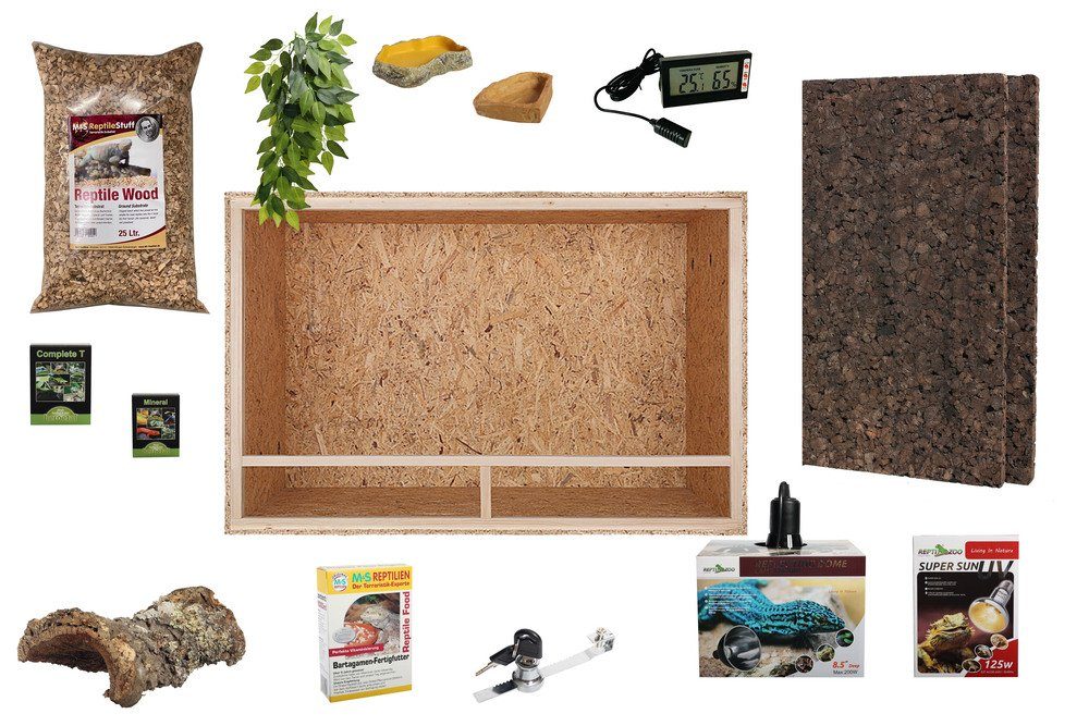 M&S Reptilien Terrarium Komplettset: Für Bartagamen (120cm Länge)