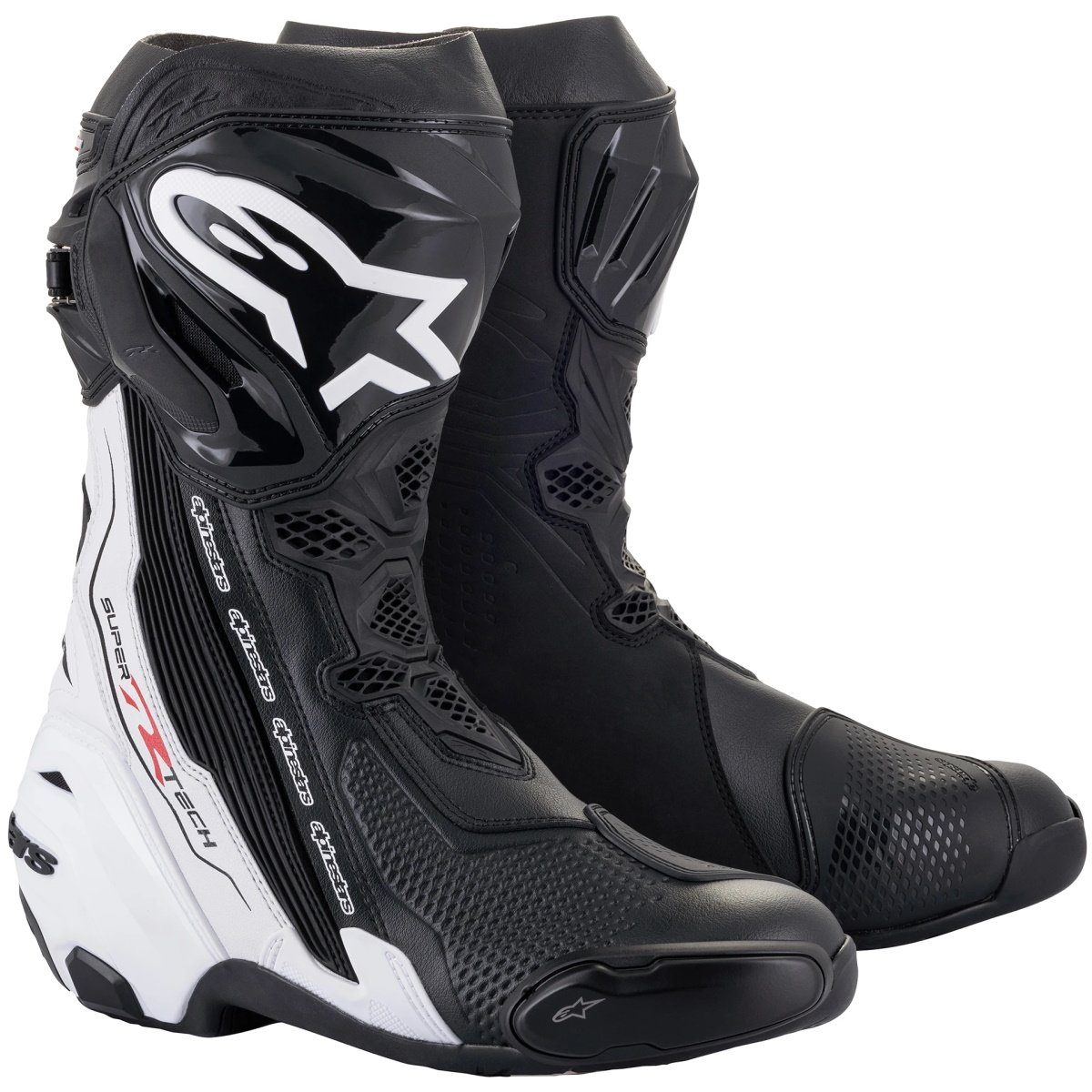 Alpinestars Alpinestars Supertech-R Motorradstiefel schwarz / weiss 45 Motorradstiefel (Packung, Antistatische und Öl- und Benzinfeste Sohle)