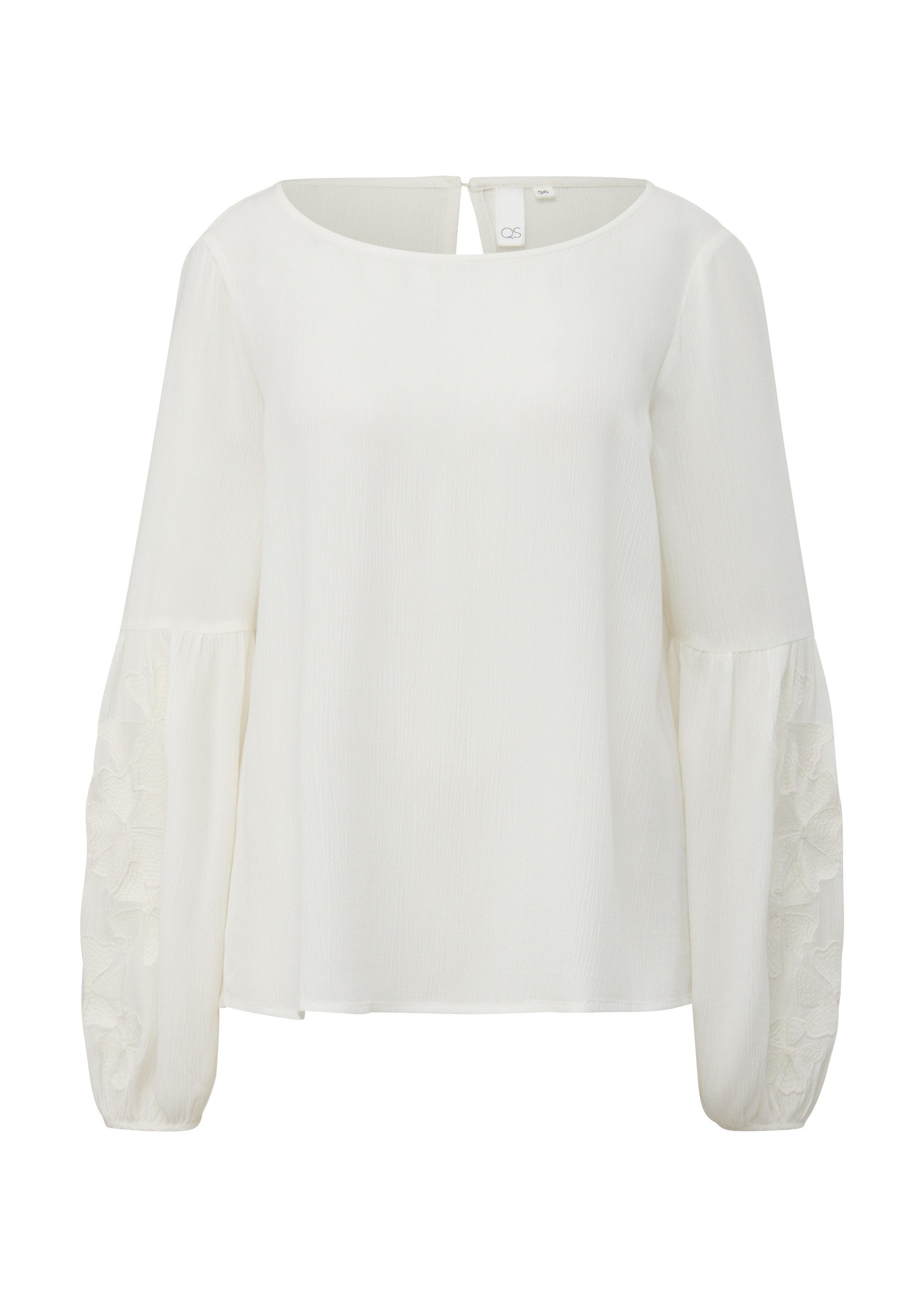 QS Langarmbluse Bluse Viskose-Bluse mit Crêpestruktur