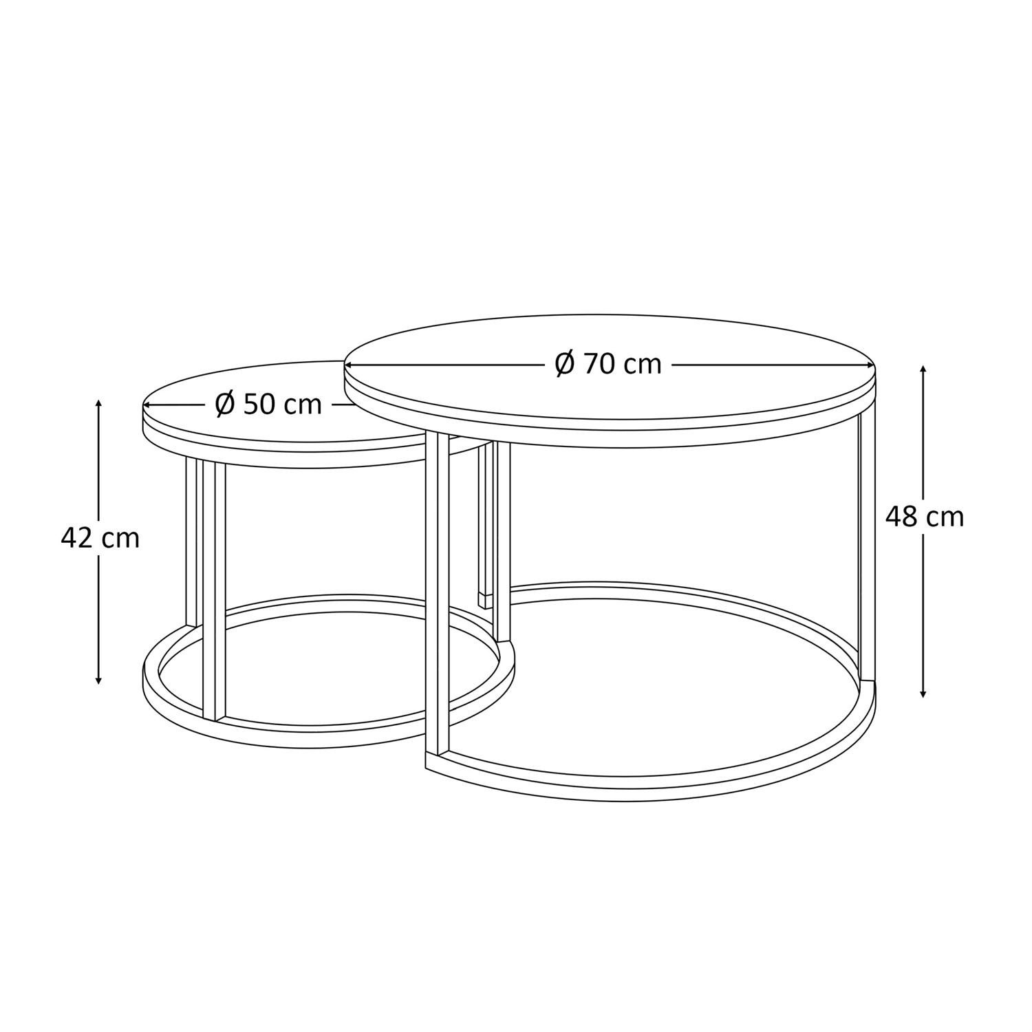 Lookway Couchtisch CIRI MIX 2in1 Runder Tisch (2er Set), Durchmesser: ⌀70 cm und ⌀50 cm – Bild 5 von 5