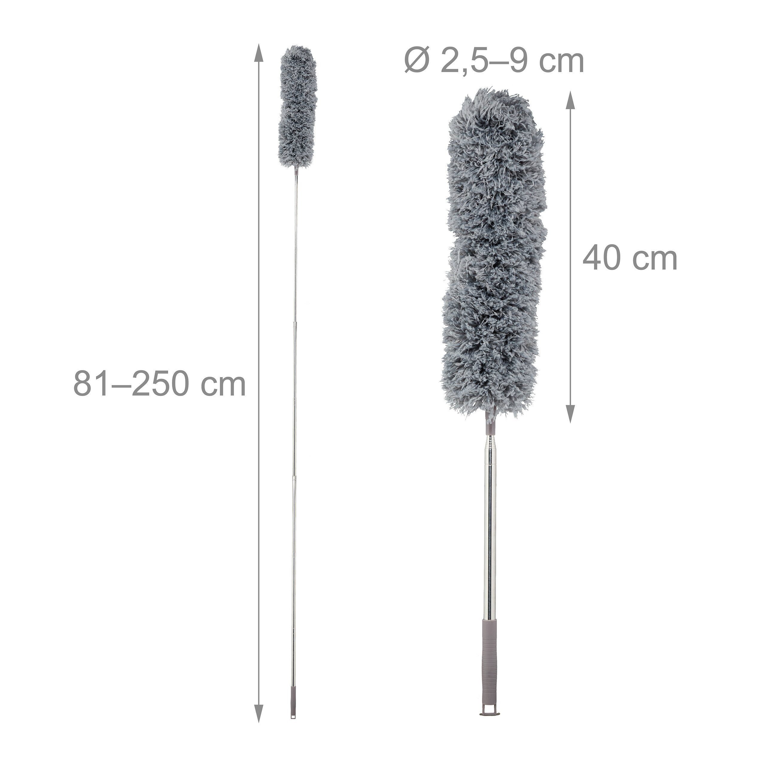 relaxdays Staubwedel Ausziehbarer Staubwedel bis 2,5 m