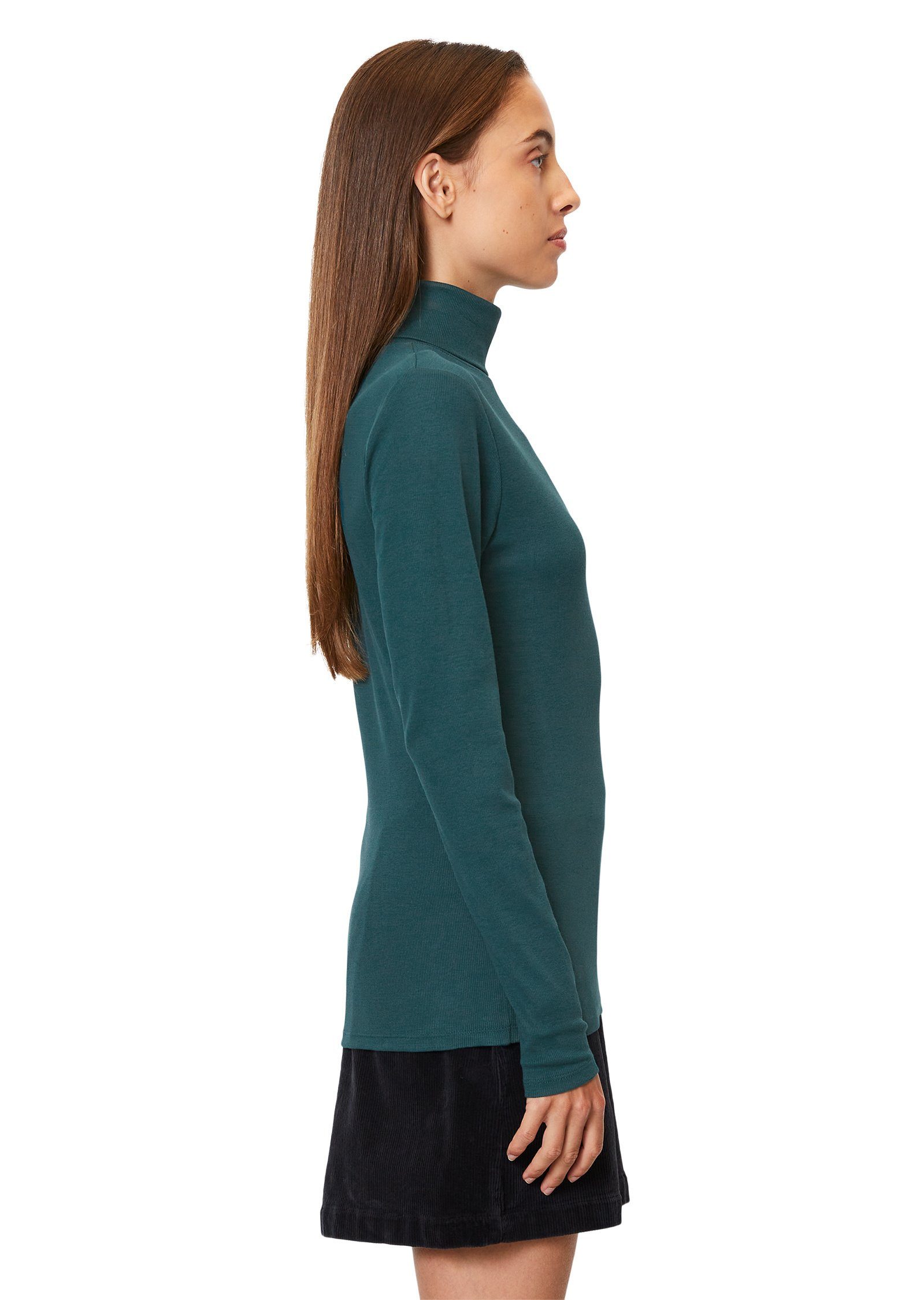 grün O'Polo DENIM Organic-Cotton-Rib-Jersey Langarmshirt Marc aus