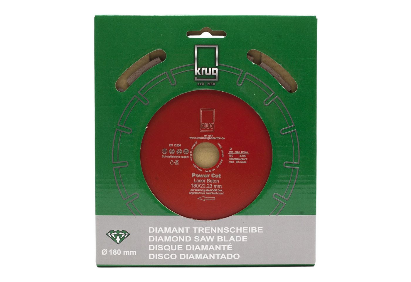 Thumbnail - Fritz Krug Trennscheiben Diamantscheibe Power Cut 180 mm für Beton Granit Klinker Stein